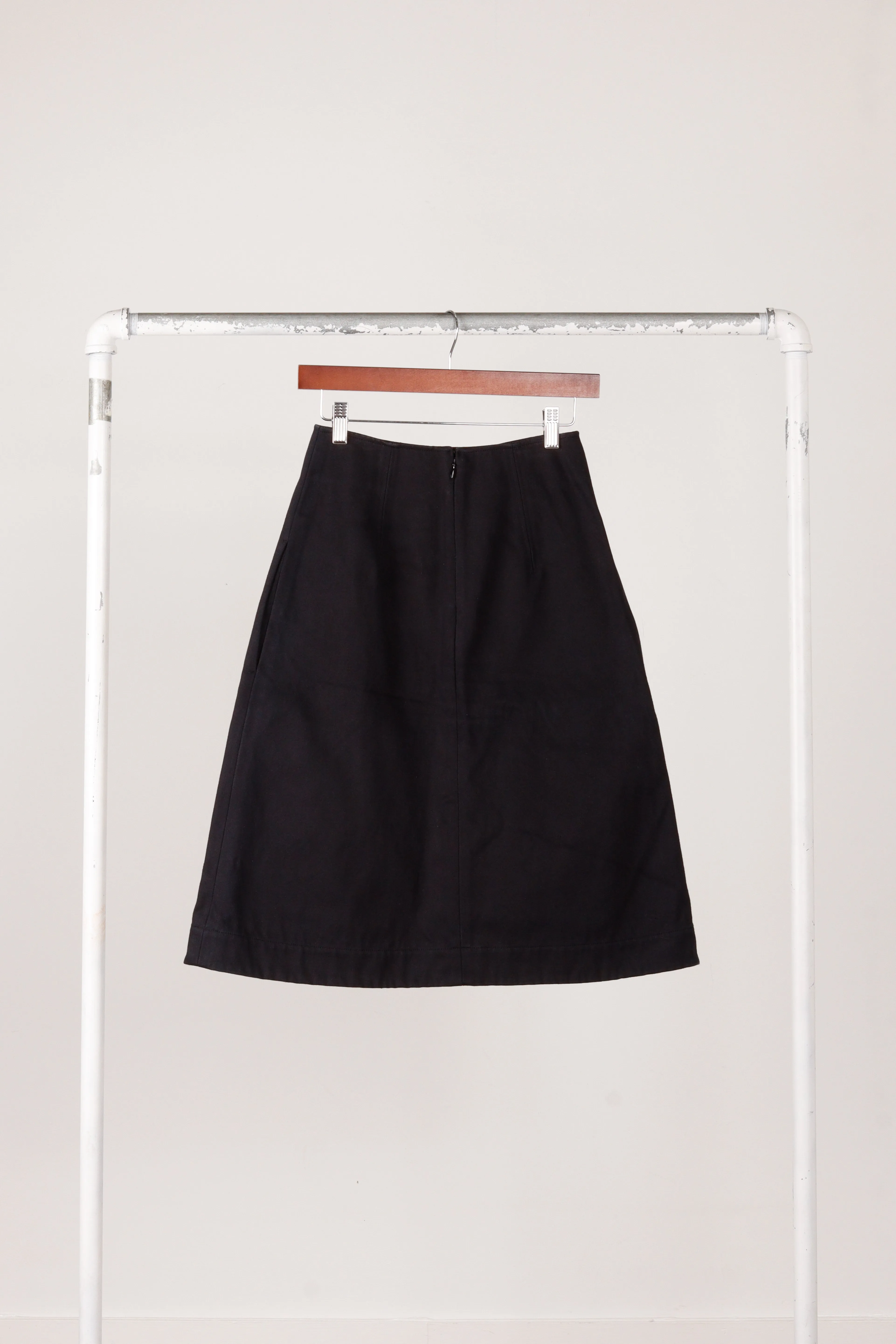 2000's Celine 'Canvas Cotton' Midi Skirt Black