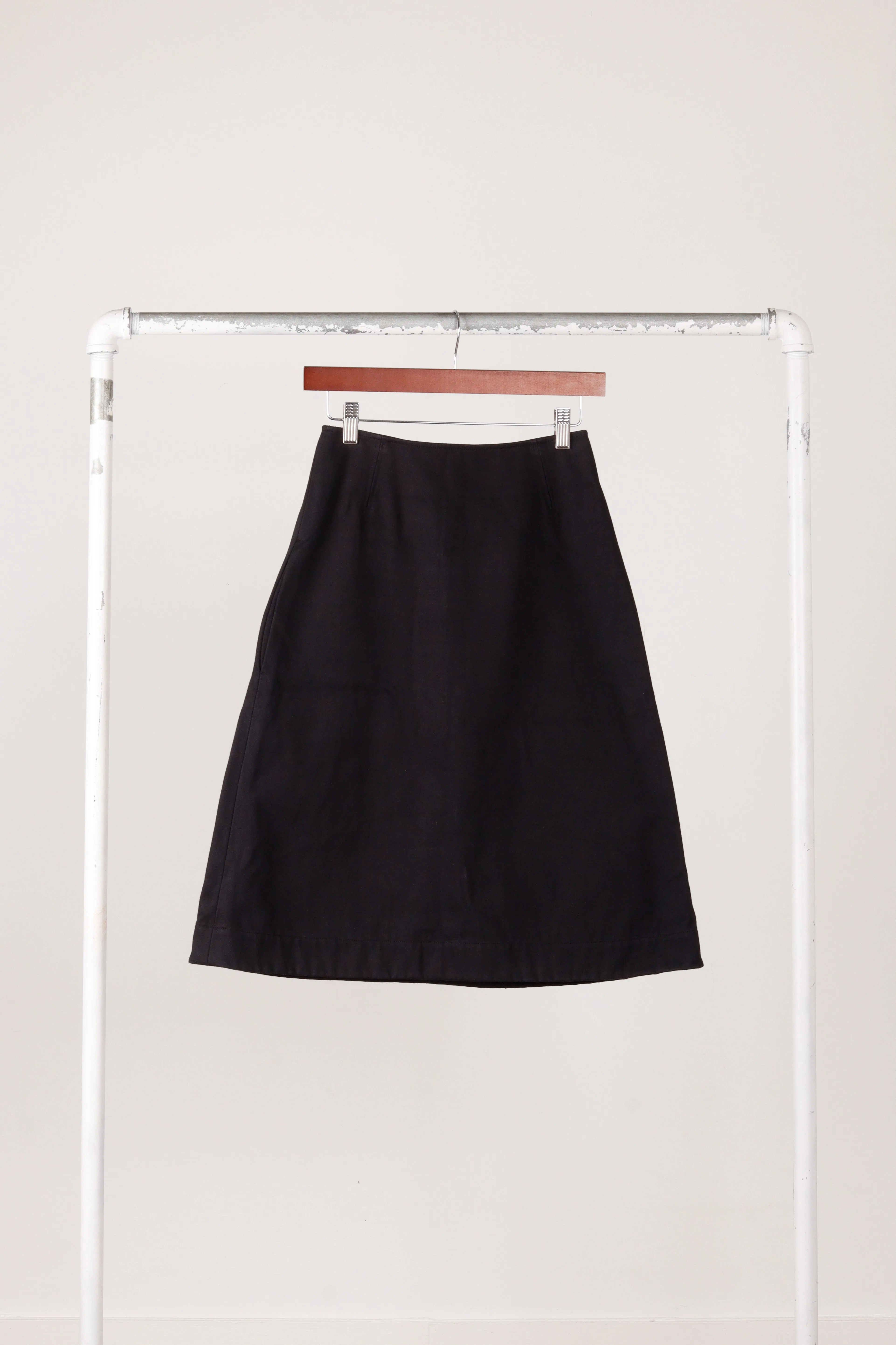 2000's Celine 'Canvas Cotton' Midi Skirt Black
