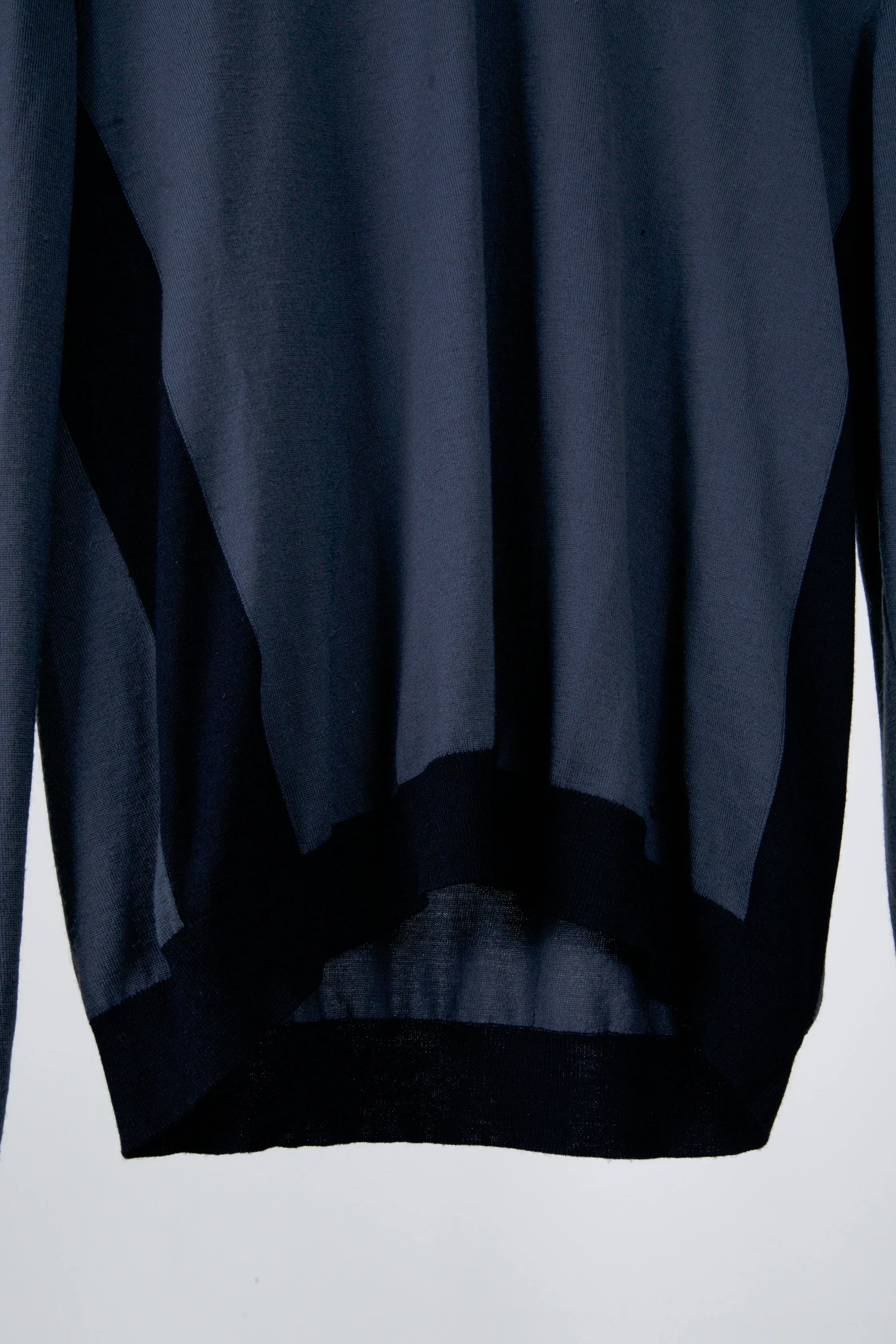 2000's Gucci 'Classic Logo Contrast Trim' V-Neck Sweater Navy