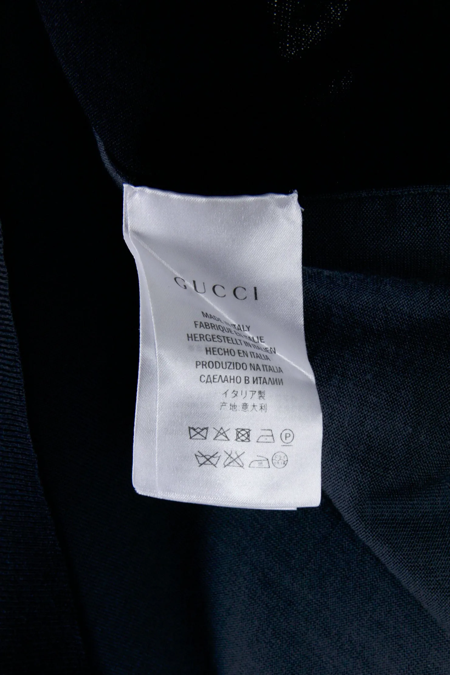 2000's Gucci 'Classic Logo Contrast Trim' V-Neck Sweater Navy
