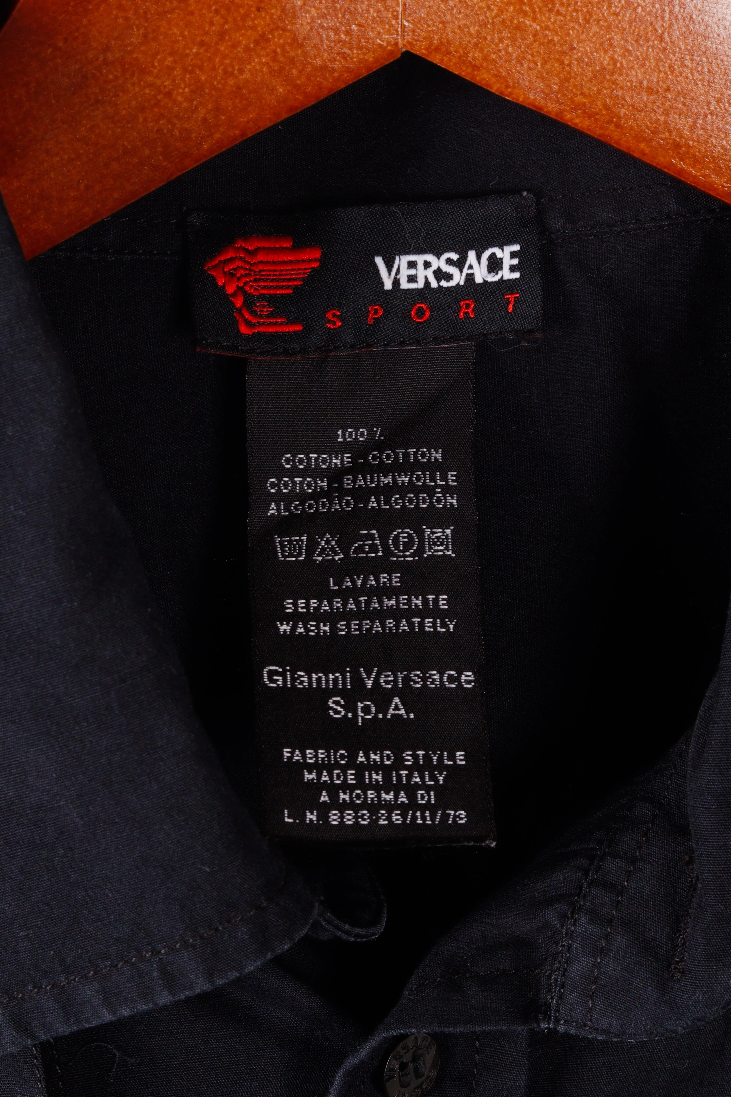 2000's Versace Sport 'Tackle Twill Embroidered Logo' S/S Shirt