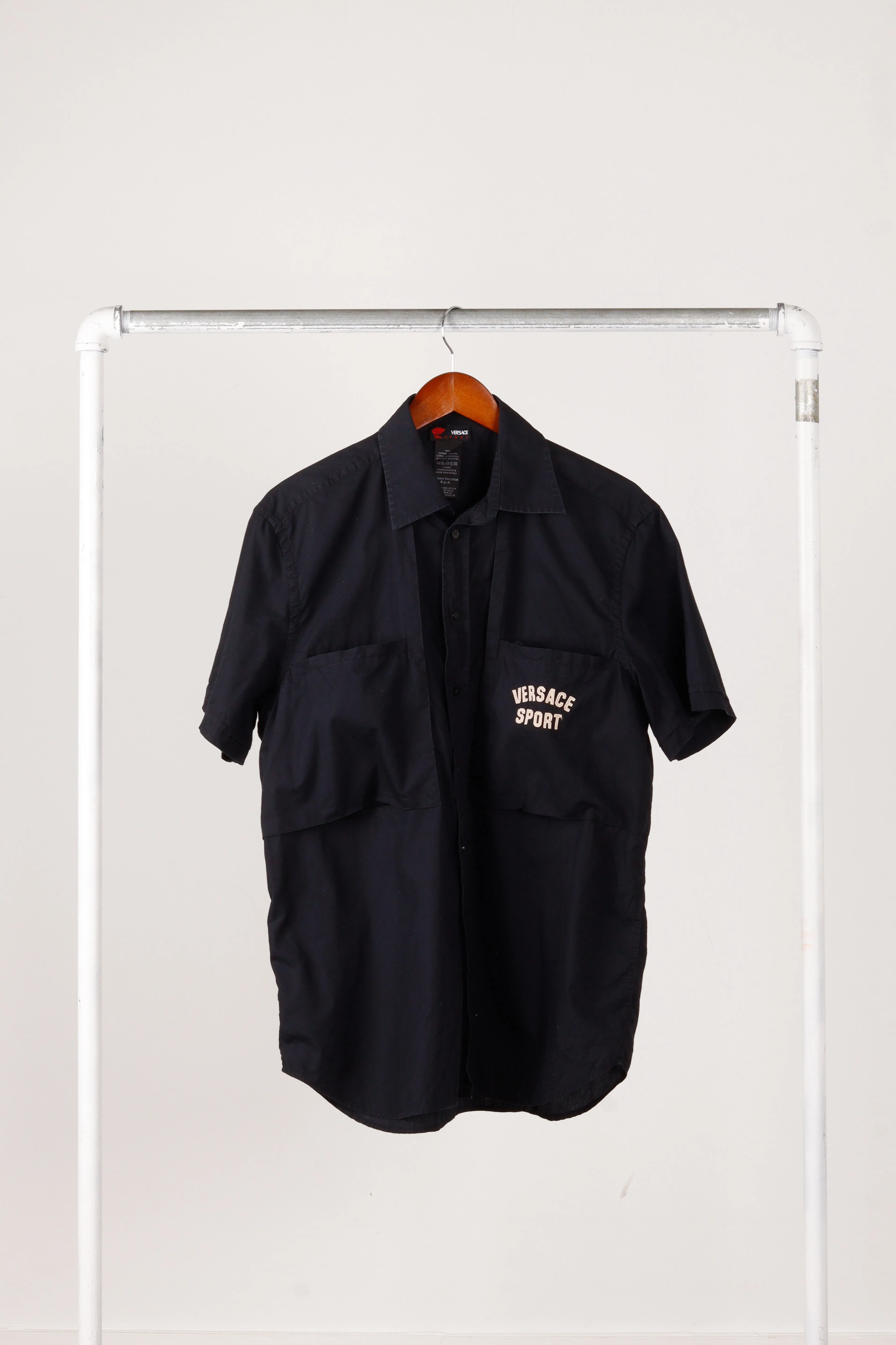 2000's Versace Sport 'Tackle Twill Embroidered Logo' S/S Shirt