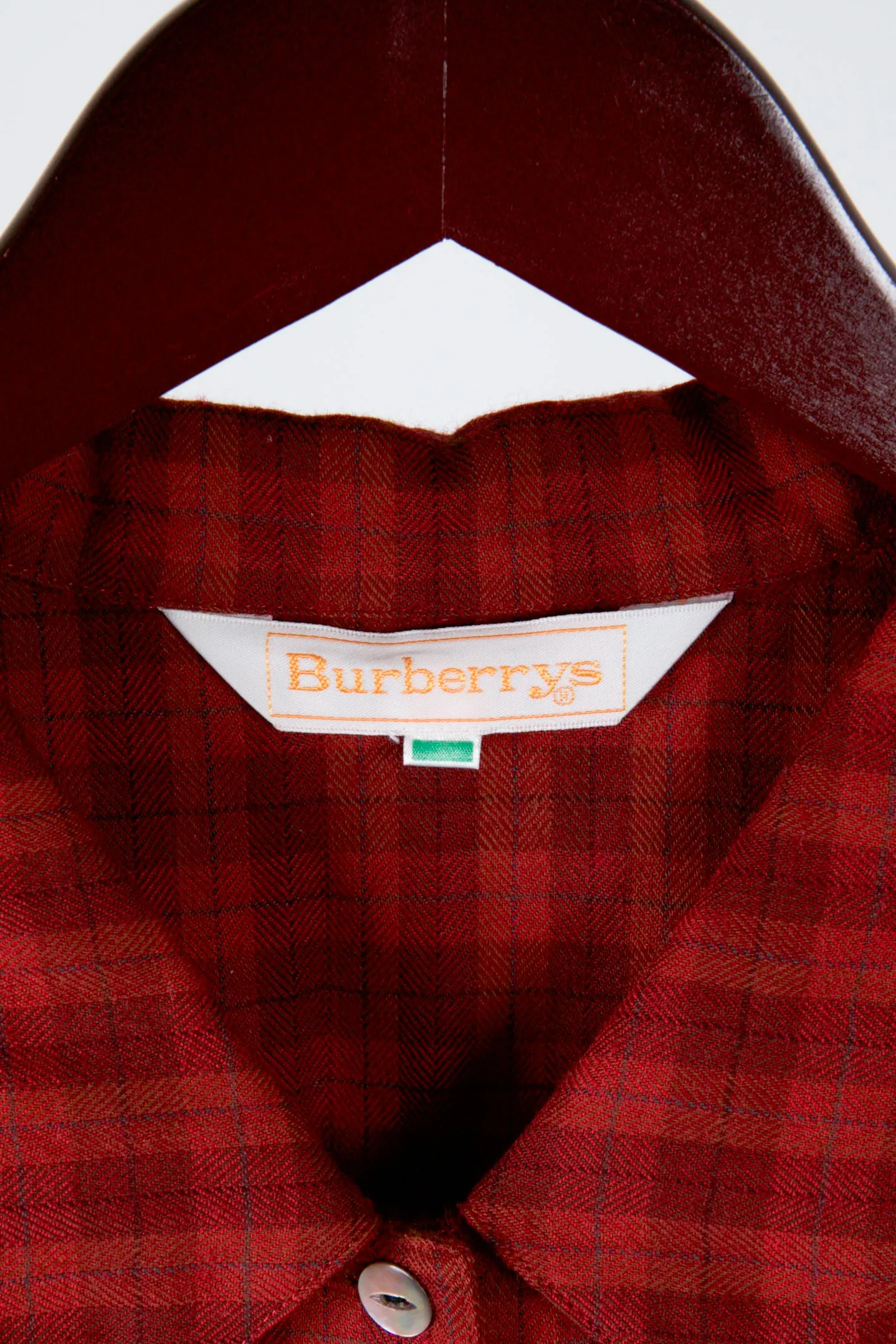 80's Burberrys Womens 'Windowpane Plaid' Wool L/S Shirt Red