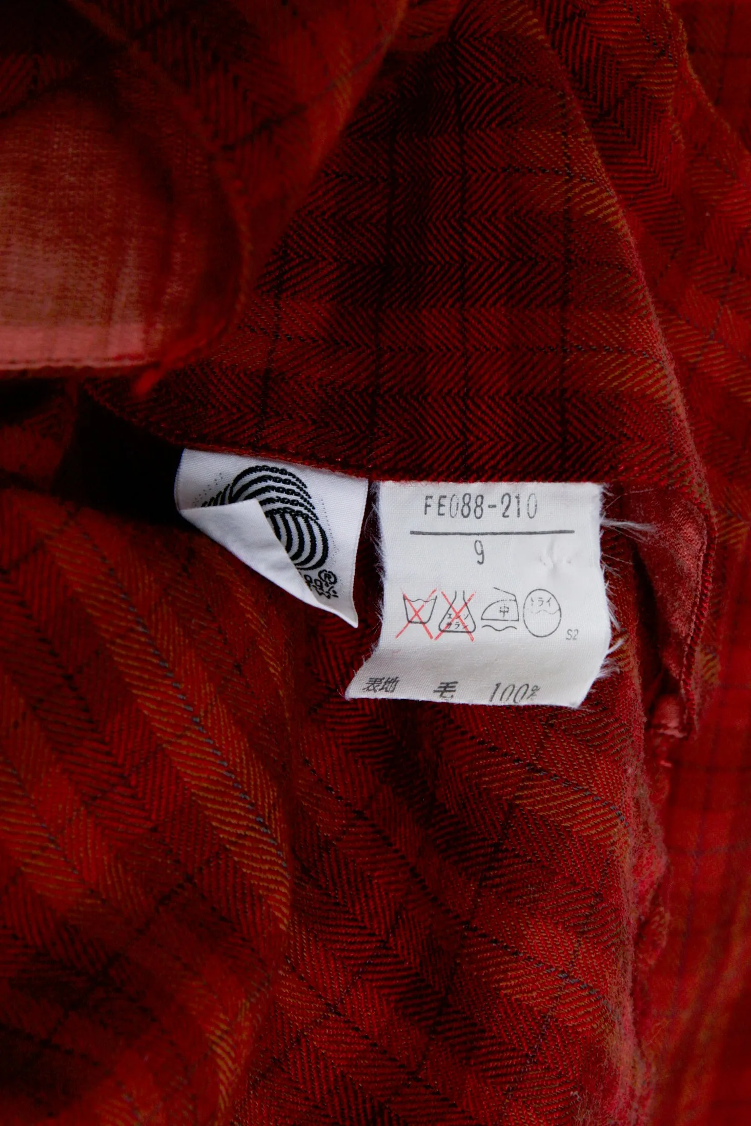 80's Burberrys Womens 'Windowpane Plaid' Wool L/S Shirt Red