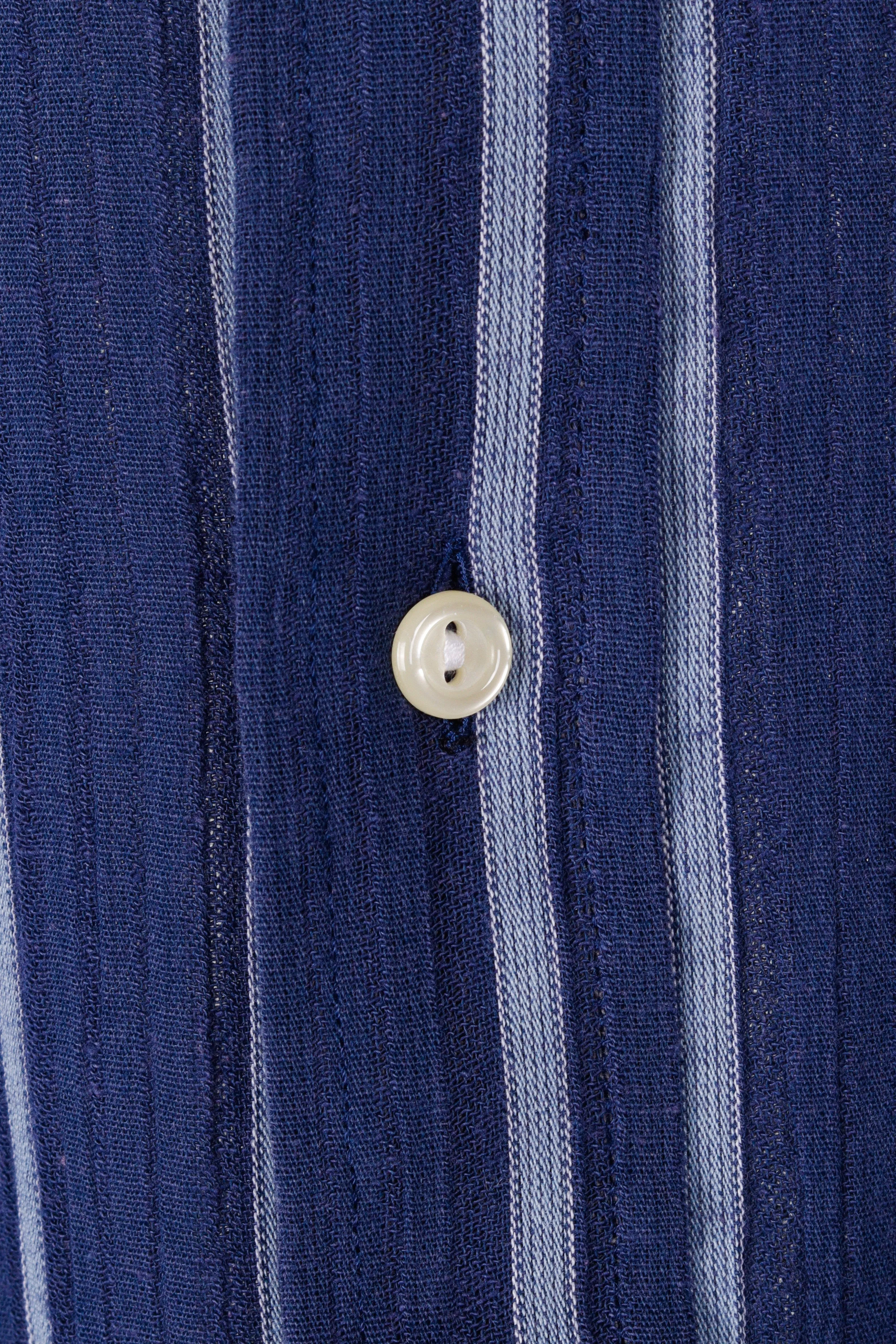80's Pierre Balmain 'Striped' S/S Oxford Shirt Blue