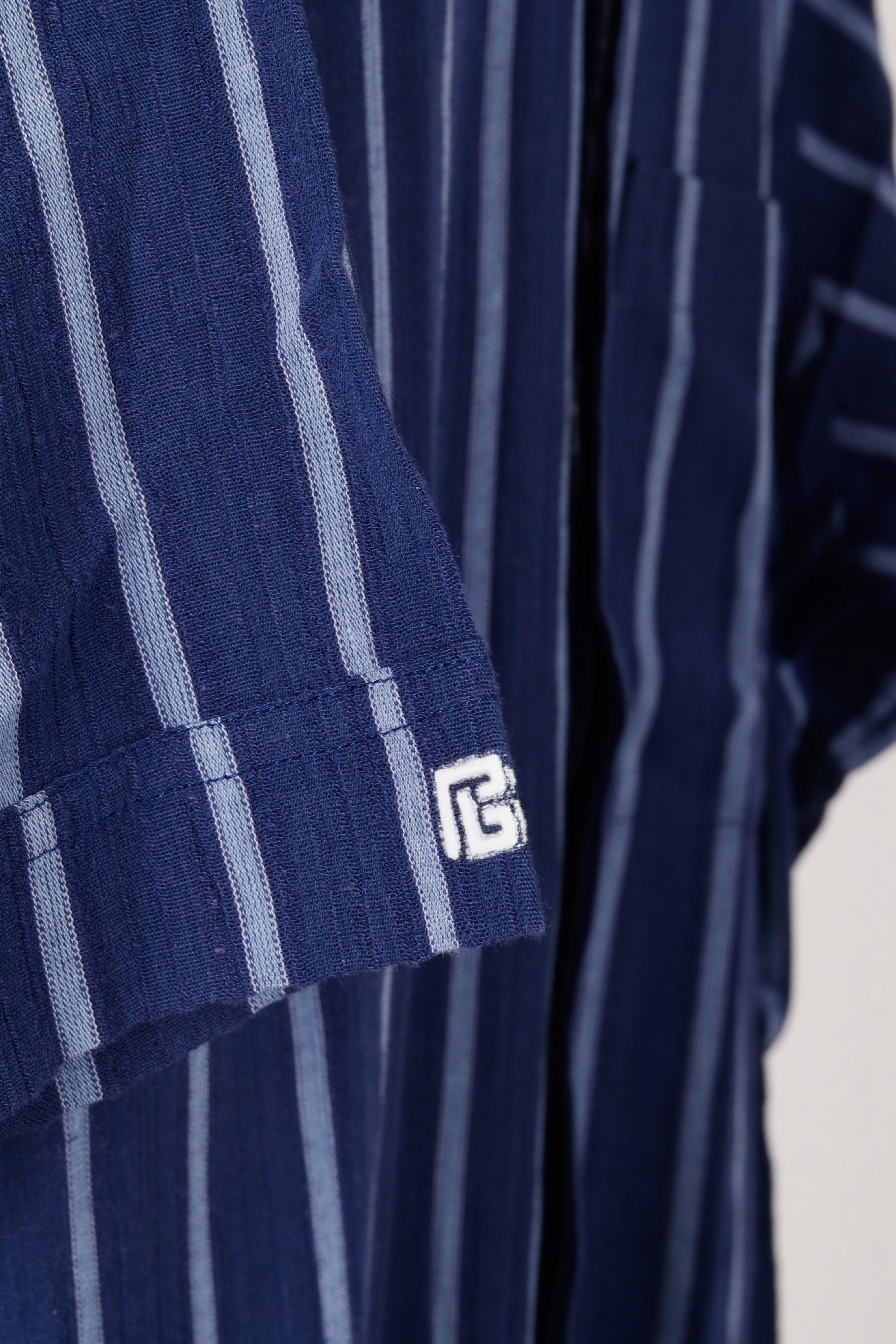 80's Pierre Balmain 'Striped' S/S Oxford Shirt Blue
