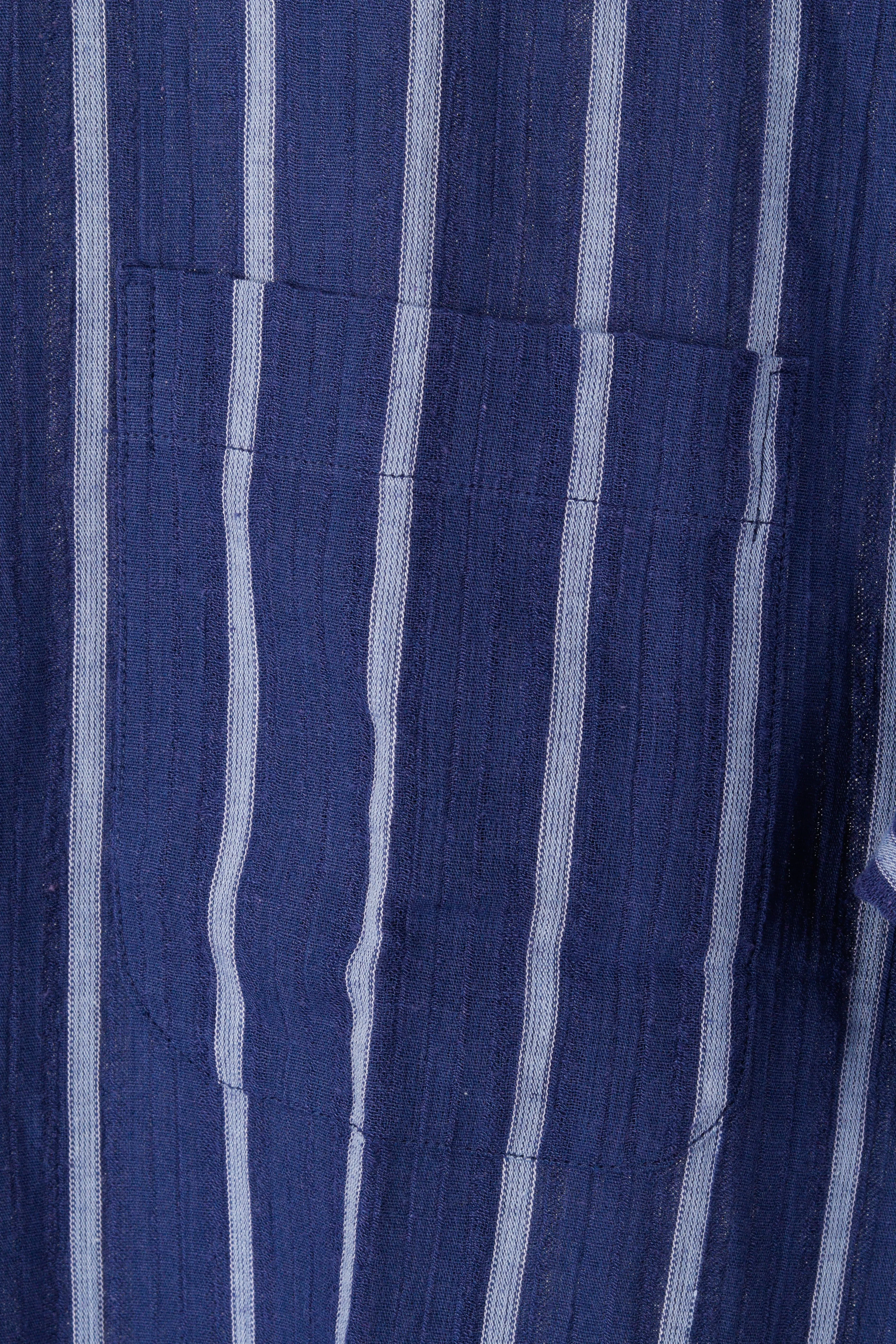 80's Pierre Balmain 'Striped' S/S Oxford Shirt Blue