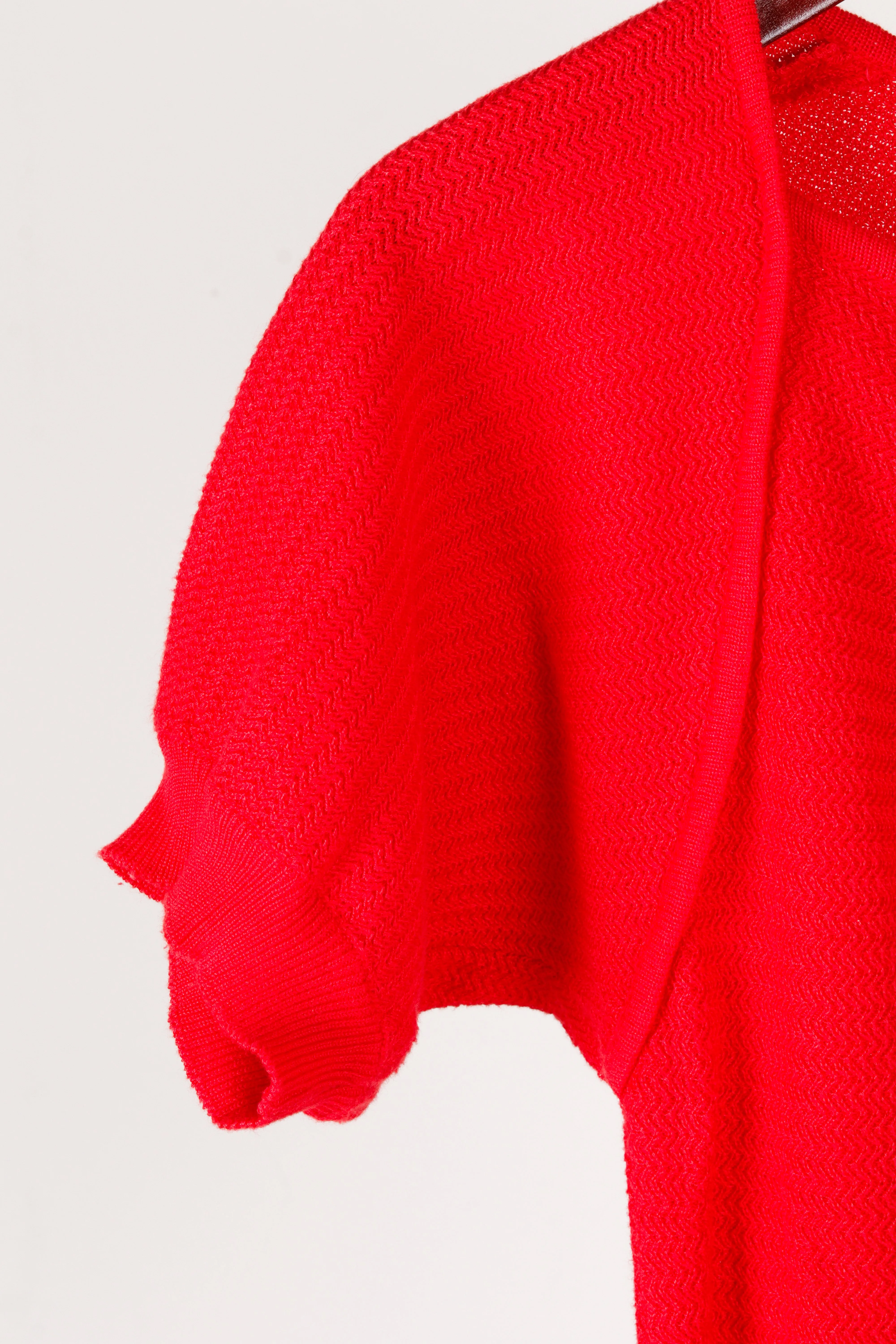 80's Yves Saint Laurent Womens 'Twill Knit' S/S Sweater Top Red