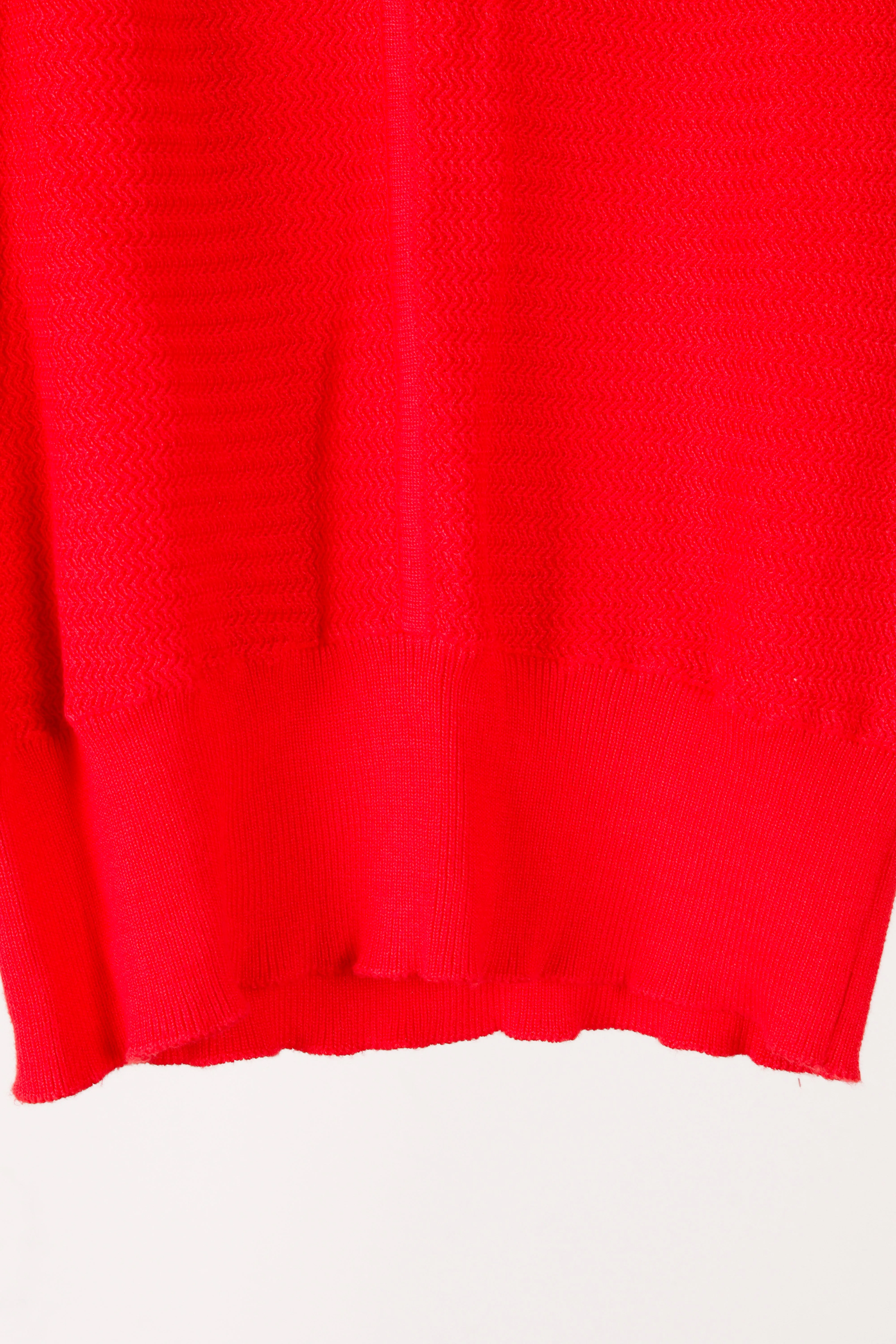 80's Yves Saint Laurent Womens 'Twill Knit' S/S Sweater Top Red