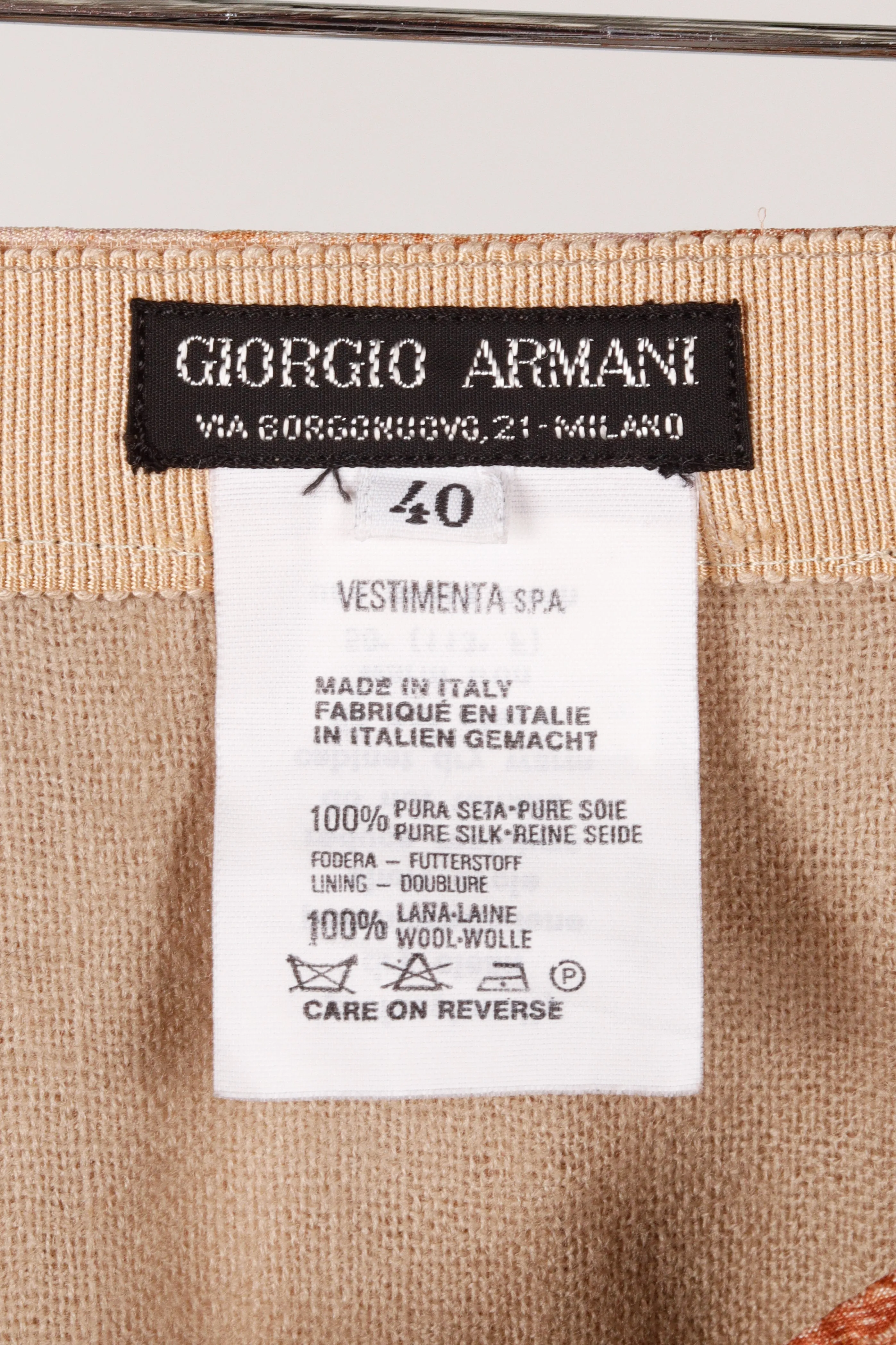 90's Giorgio Armani 'Painted Paisley' Pleated Silk A-Line Skirt