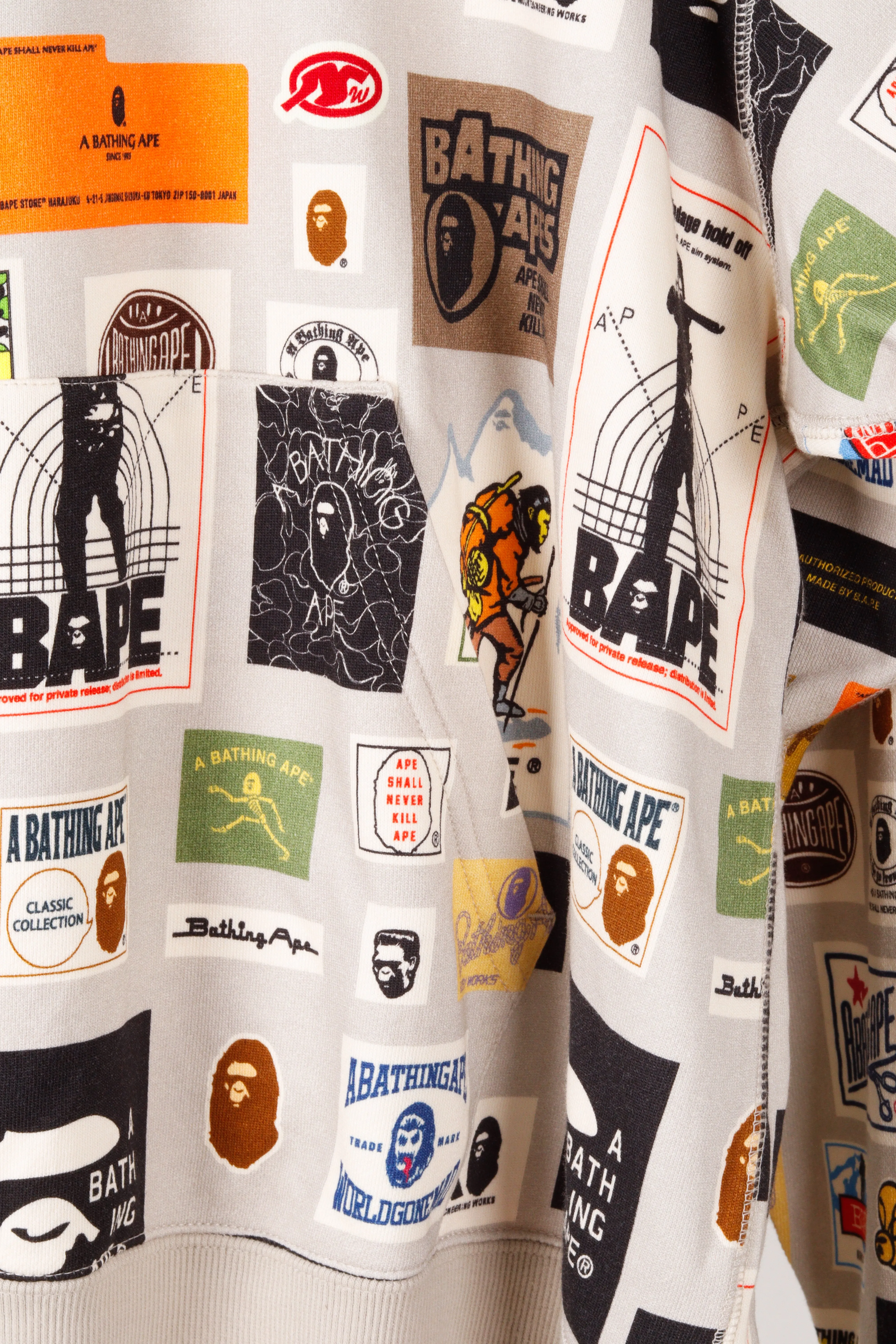 A Bathing Ape/BAPE AW22 'Multi Label Print' Pullover Hooded Sweatshirt (2022)