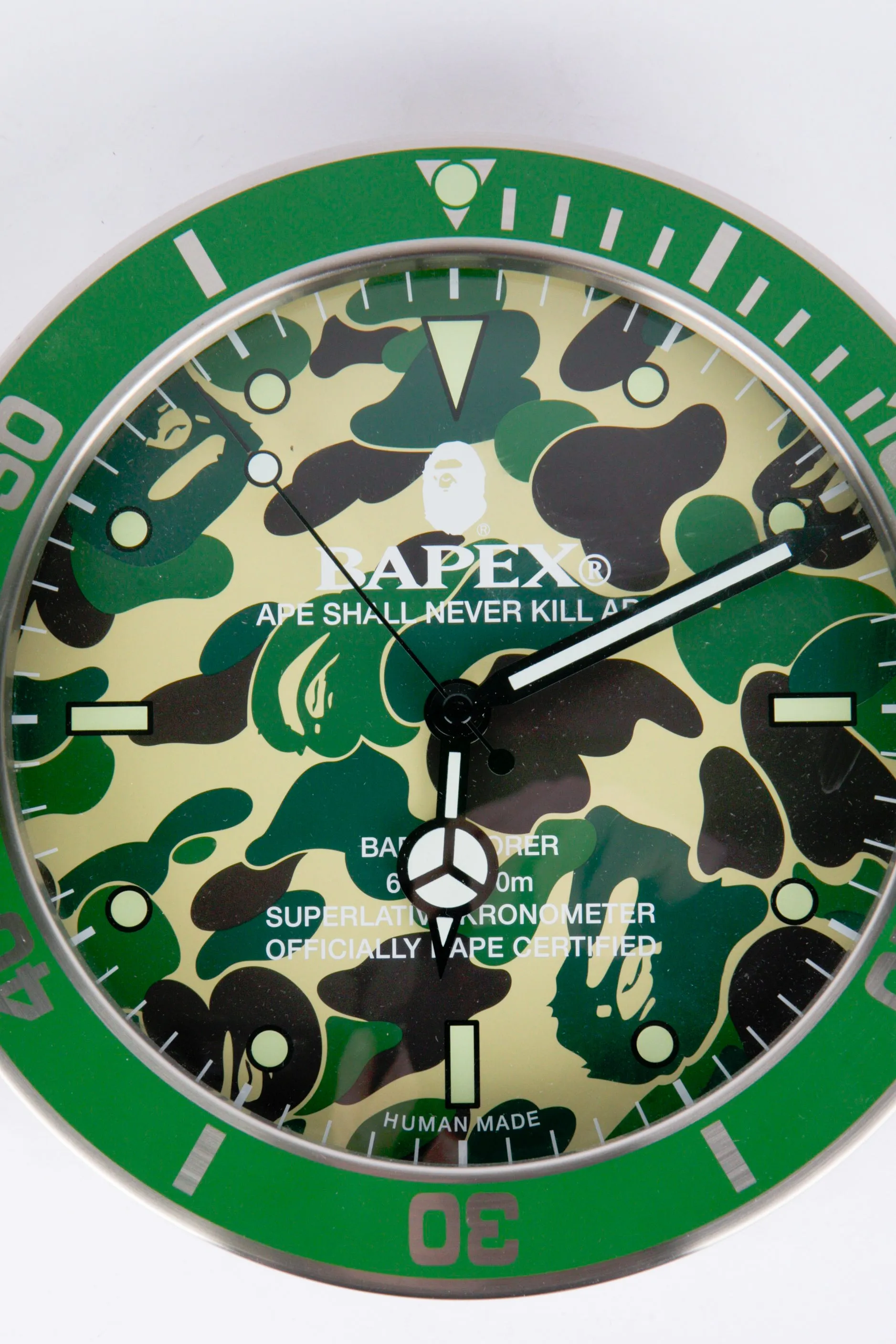 A Bathing Ape/Bape 'Bapex ABC Camo' Wall Clock Green