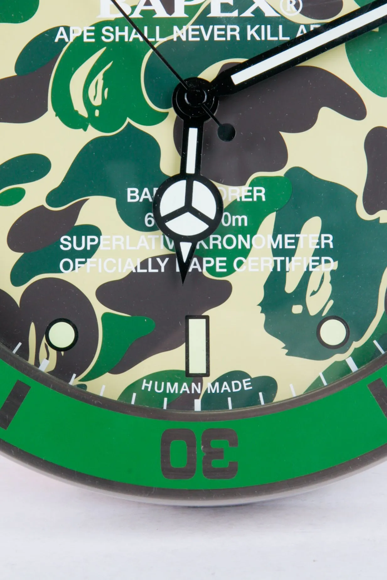 A Bathing Ape/Bape 'Bapex ABC Camo' Wall Clock Green