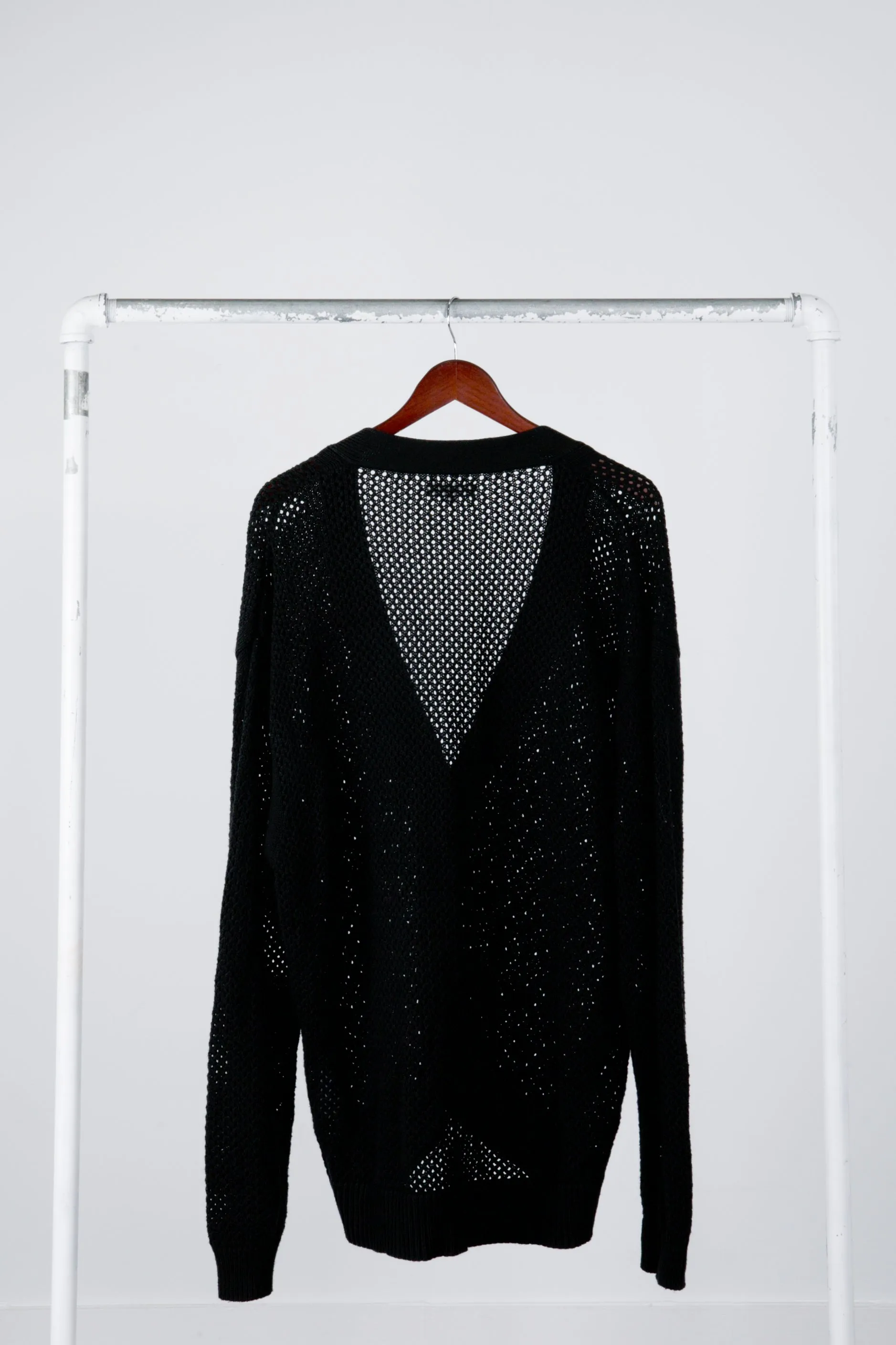 BeAMS DOT 'Mesh Knit' Cardigan Black