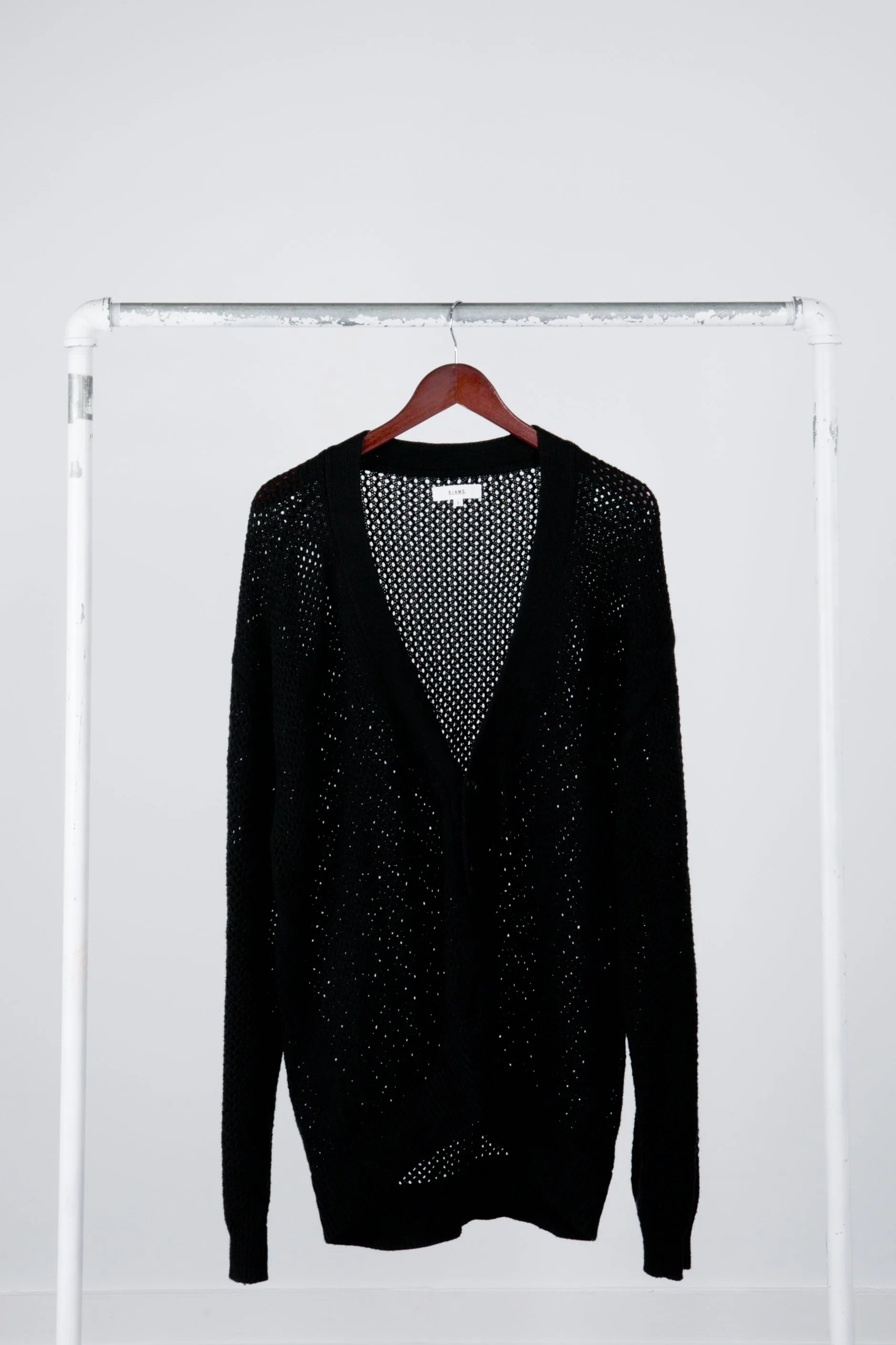 BeAMS DOT 'Mesh Knit' Cardigan Black