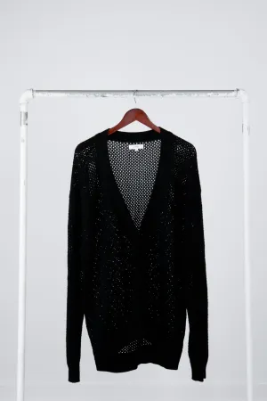 BeAMS DOT 'Mesh Knit' Cardigan Black