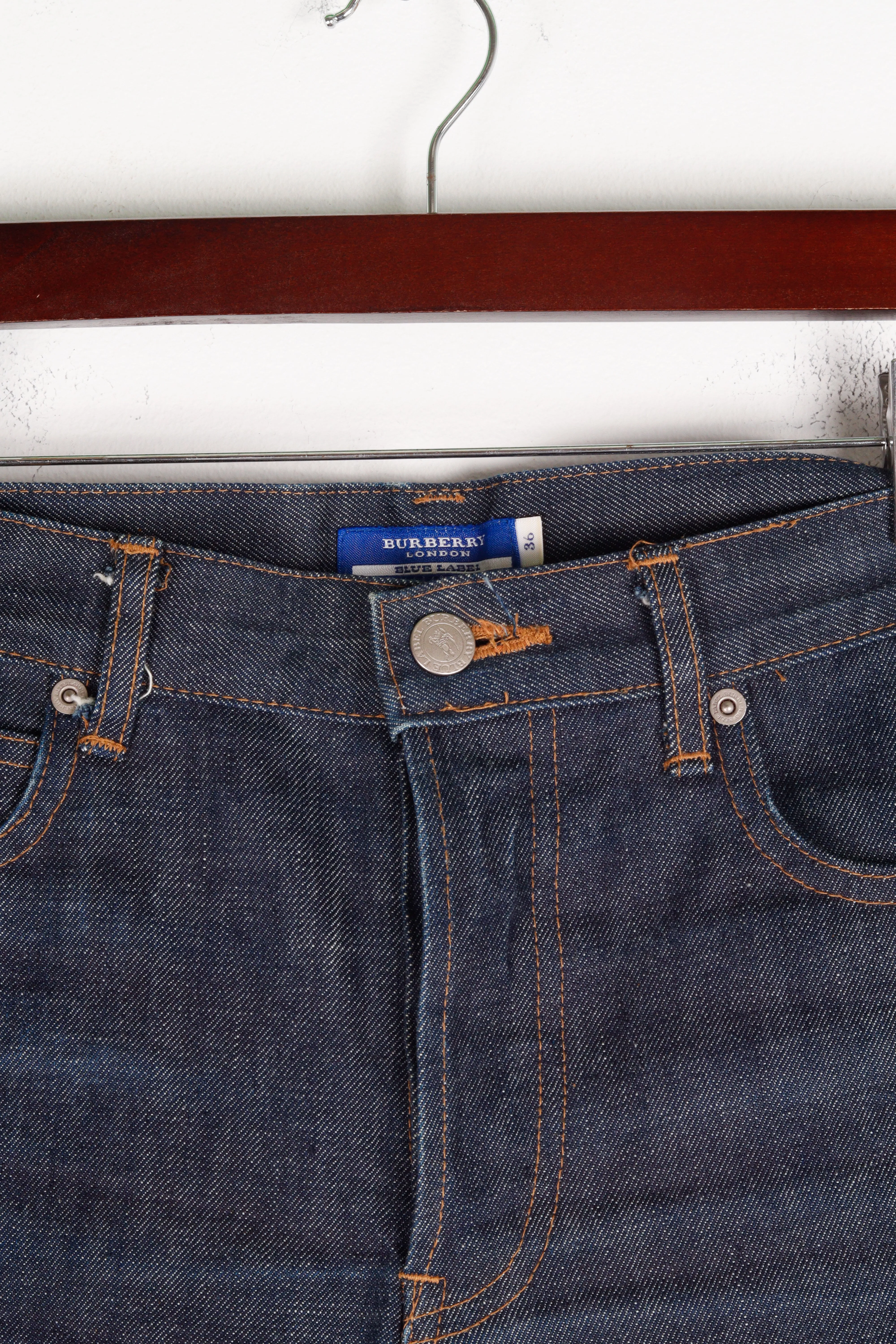Burberry Blue Label Womens 'Nova Plaid Check Cuff' Denim Jeans