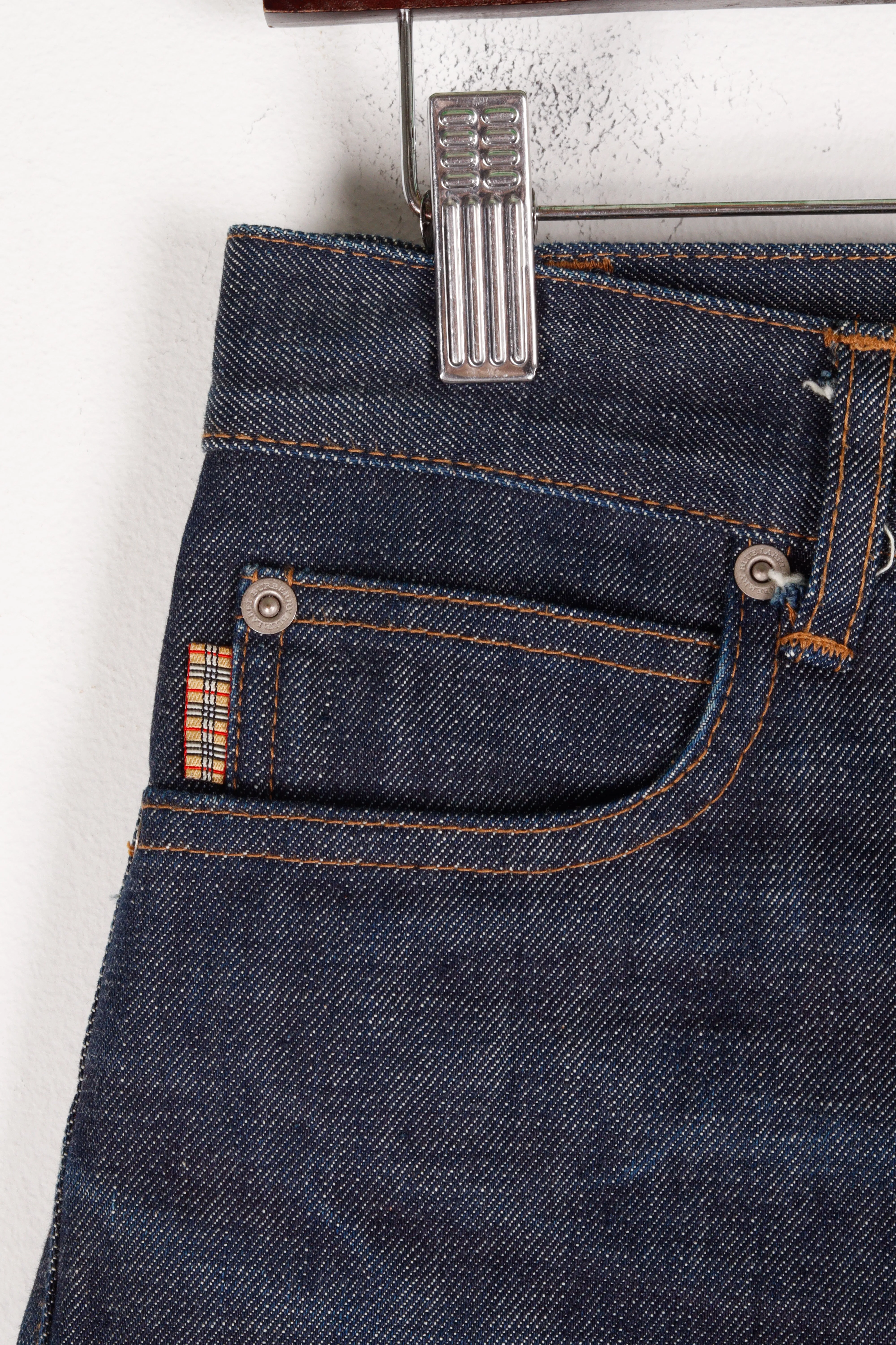 Burberry Blue Label Womens 'Nova Plaid Check Cuff' Denim Jeans