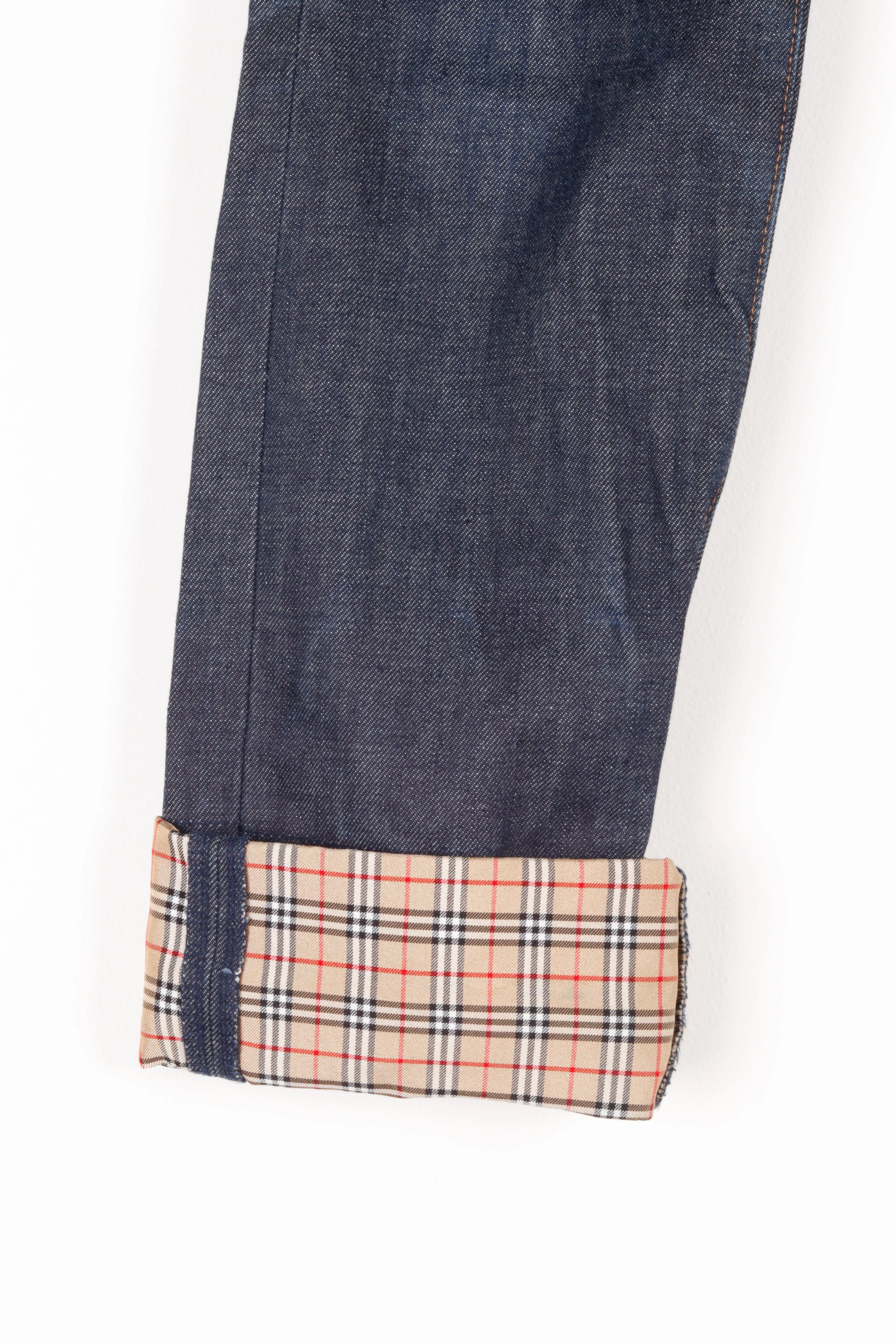 Burberry Blue Label Womens 'Nova Plaid Check Cuff' Denim Jeans