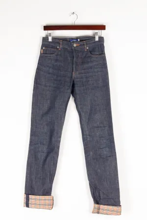 Burberry Blue Label Womens 'Nova Plaid Check Cuff' Denim Jeans