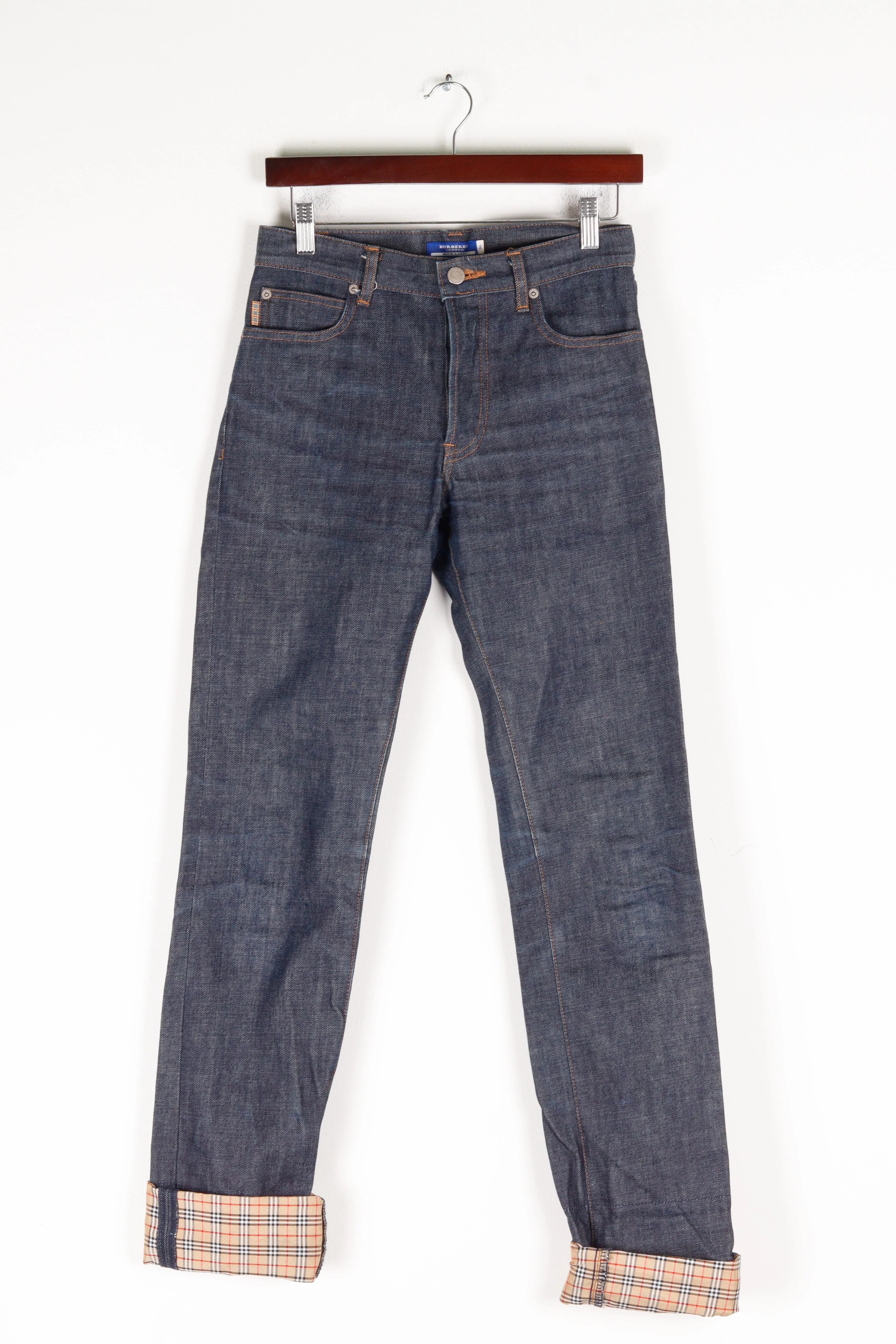 Burberry Blue Label Womens 'Nova Plaid Check Cuff' Denim Jeans