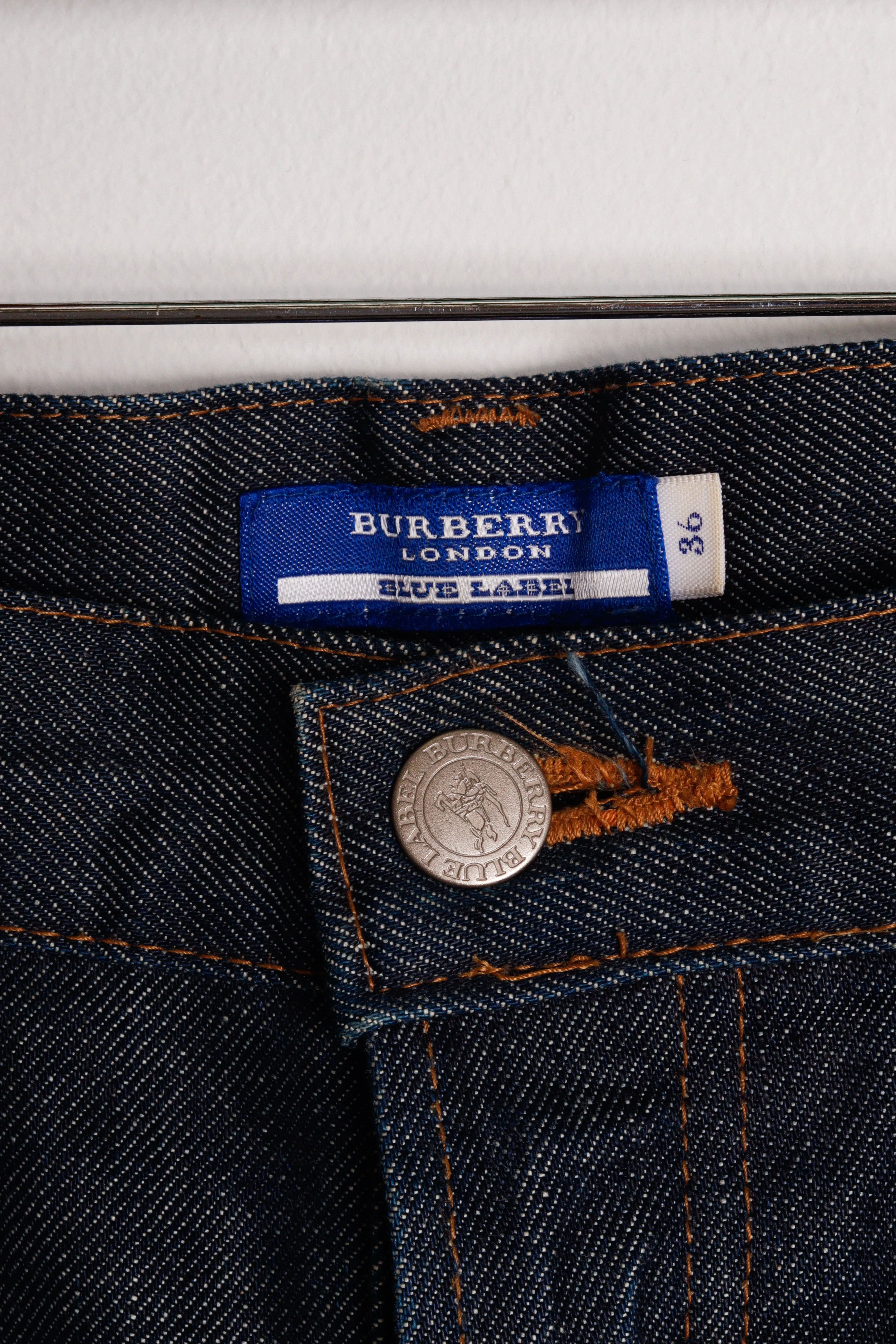 Burberry Blue Label Womens 'Nova Plaid Check Cuff' Denim Jeans