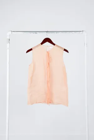 Chloe SS00 'Placket Ribbon' Sheer Sleeveless Silk Top Brown (2000)