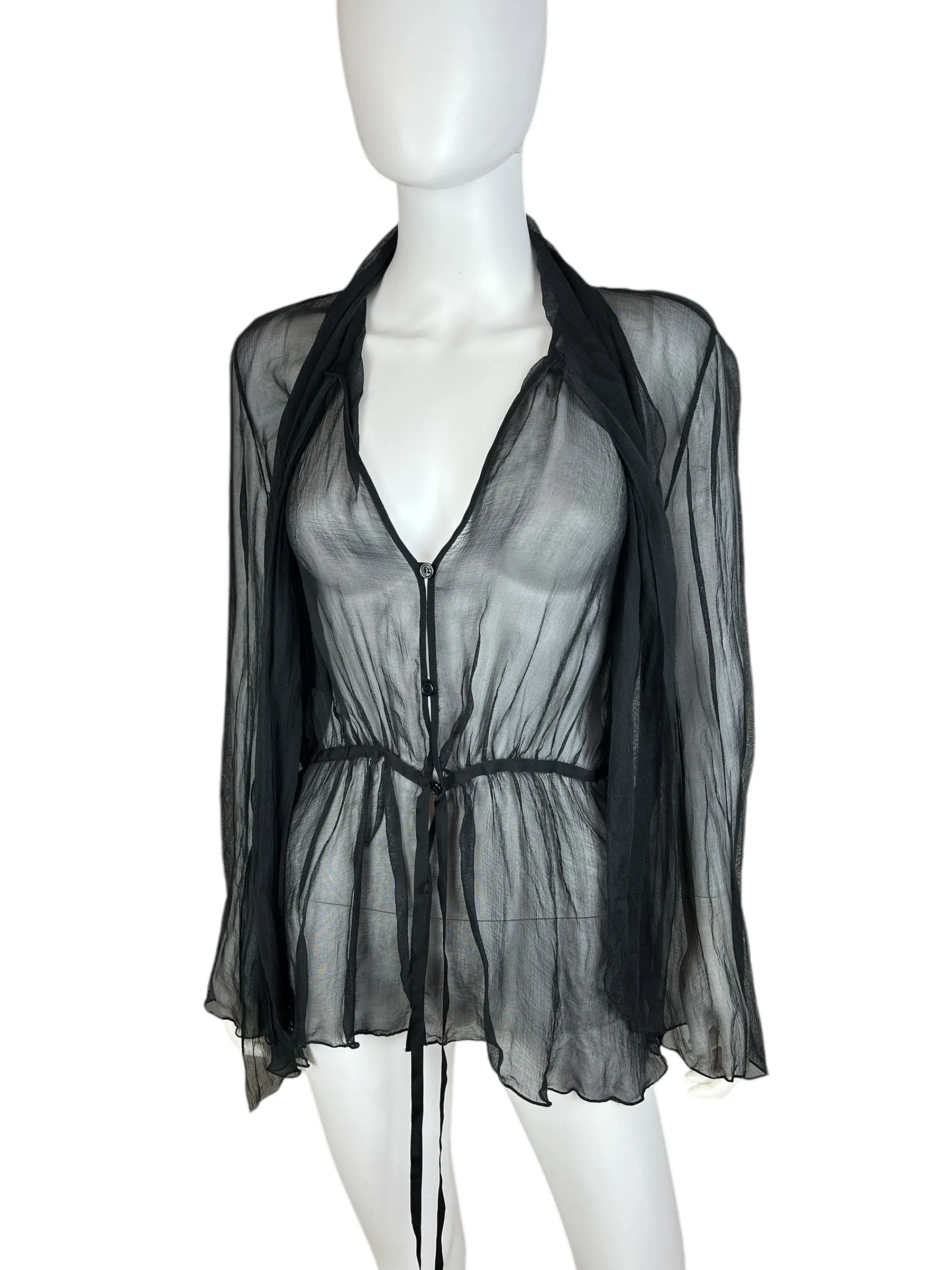 Emporio Armani 2009 sheer silk blouse with pussy bow