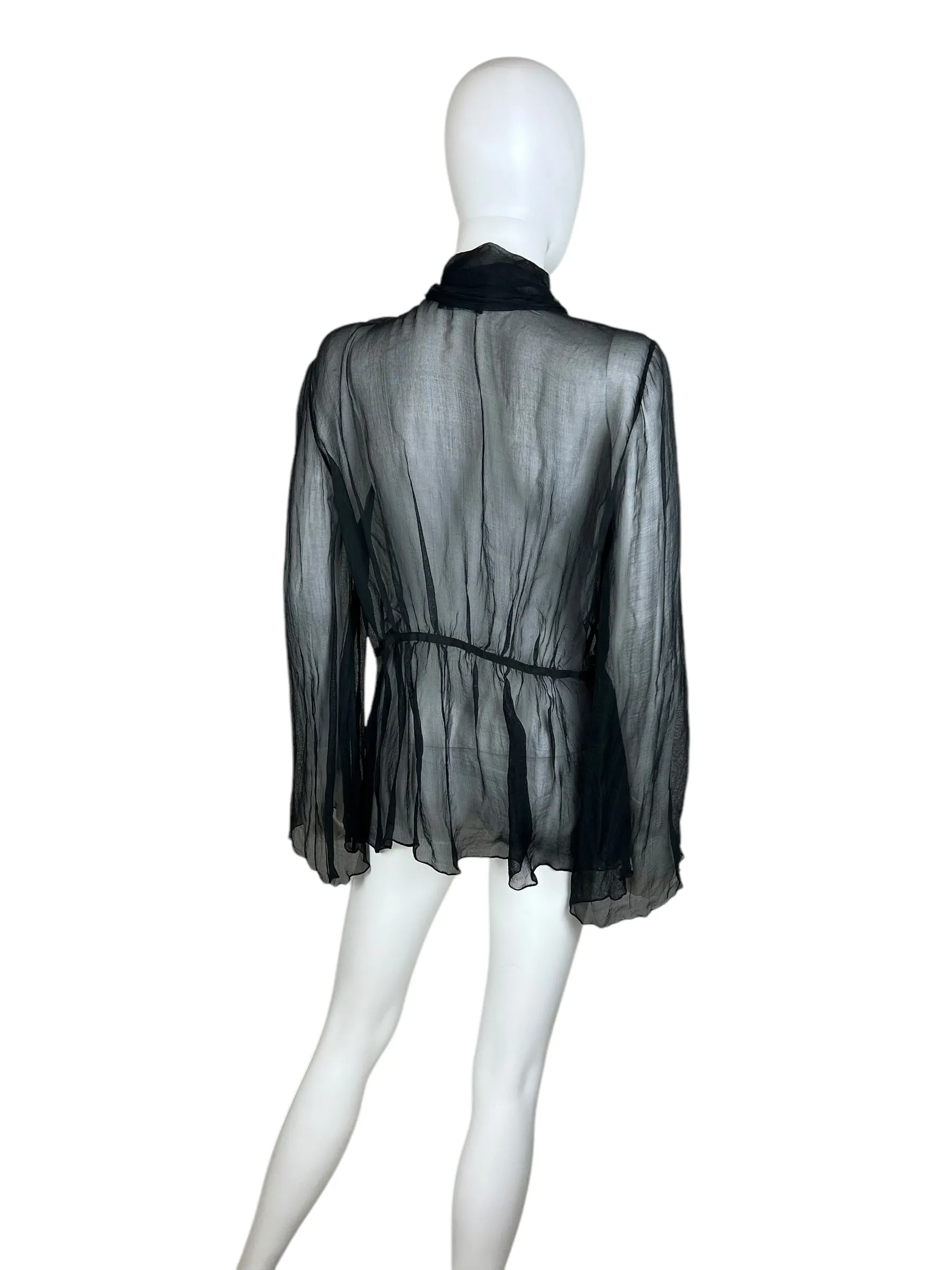 Emporio Armani 2009 sheer silk blouse with pussy bow