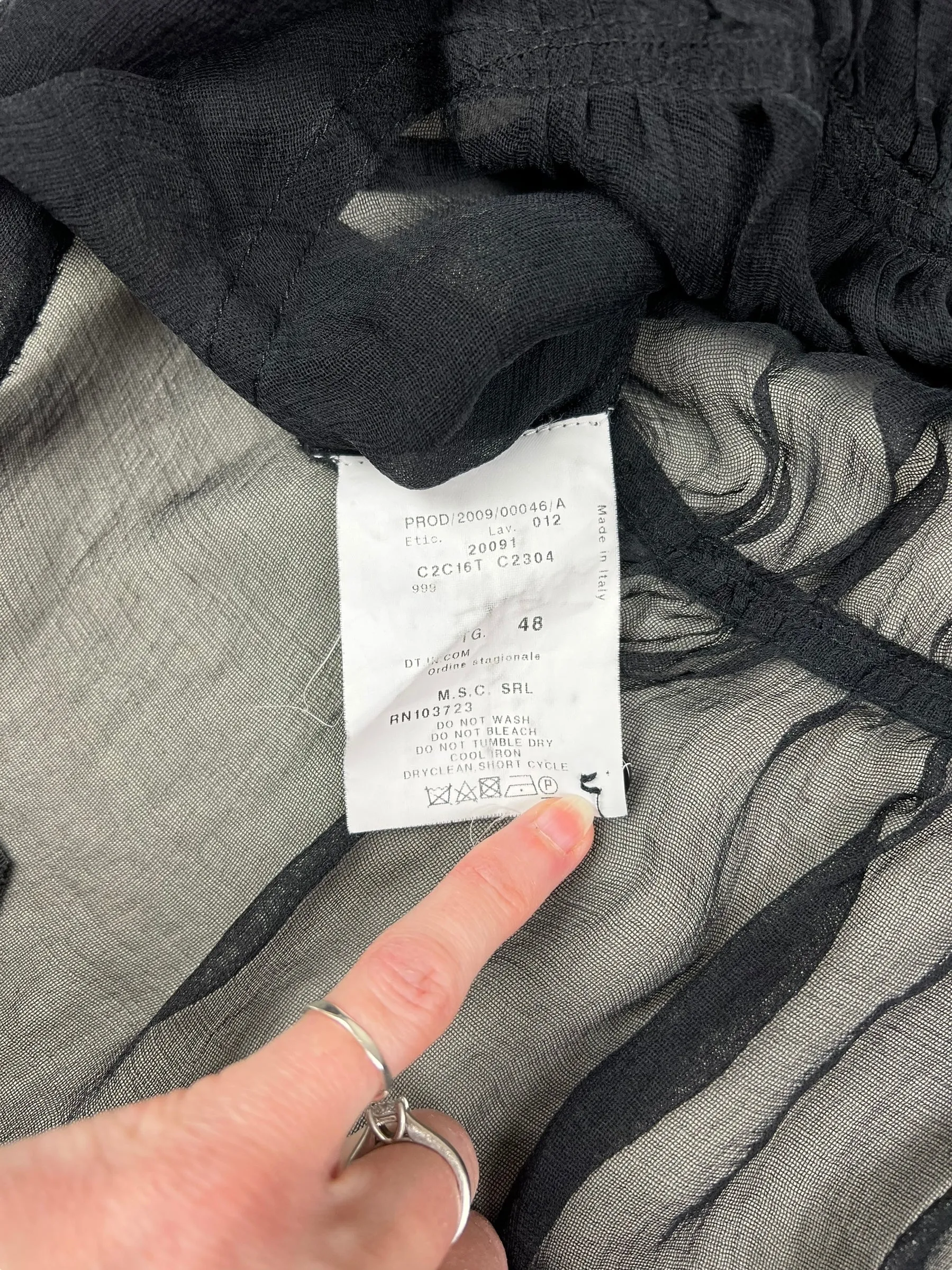 Emporio Armani 2009 sheer silk blouse with pussy bow