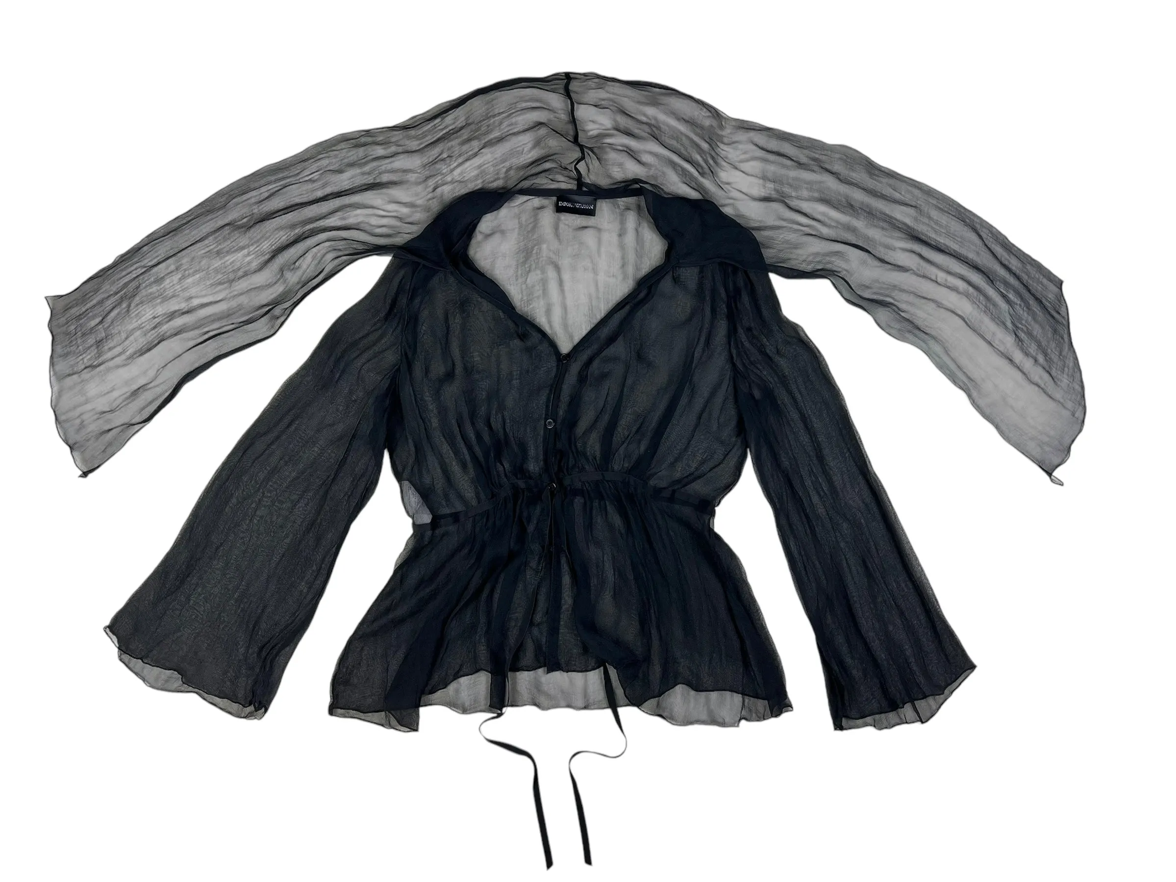 Emporio Armani 2009 sheer silk blouse with pussy bow