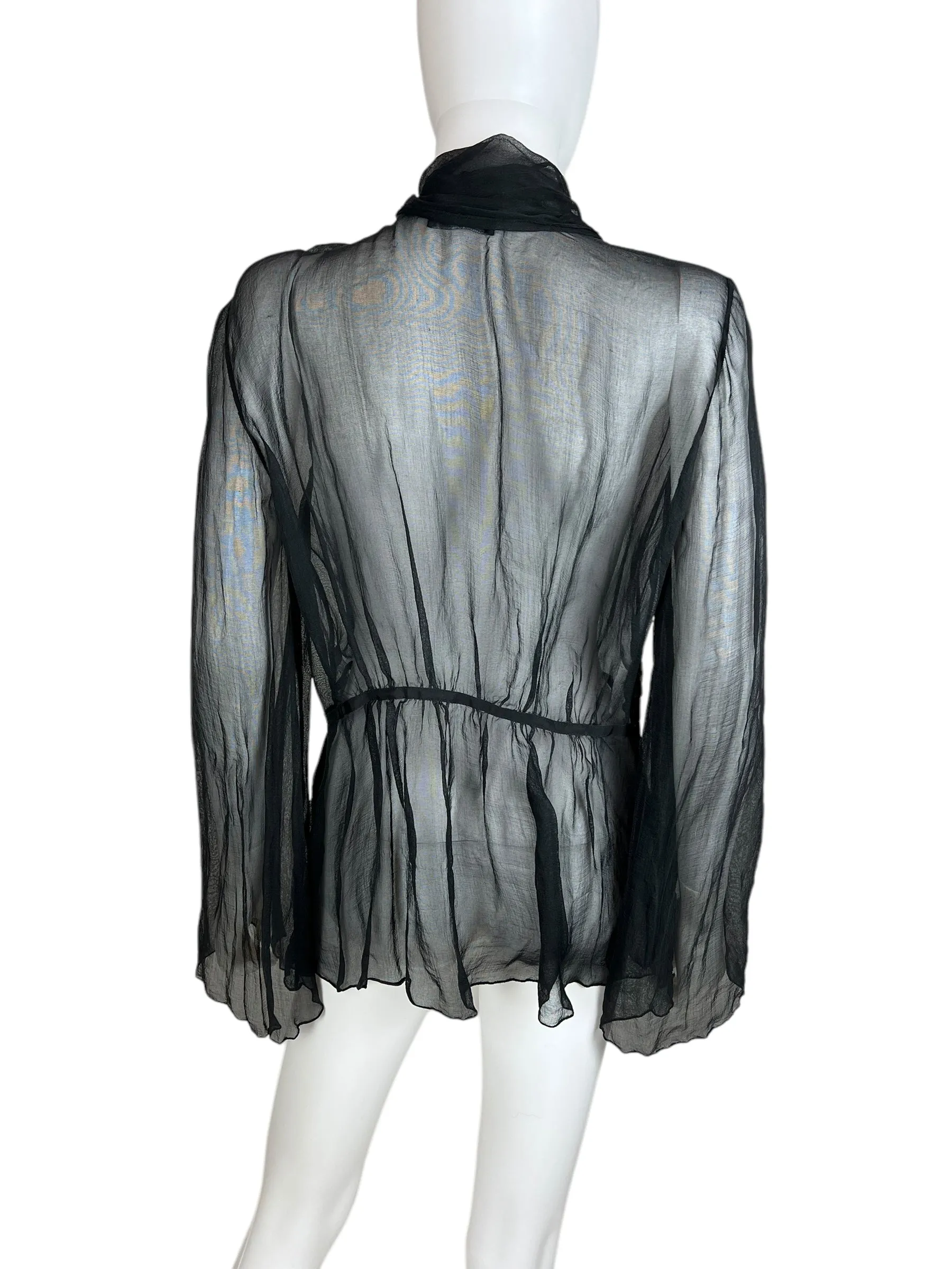 Emporio Armani 2009 sheer silk blouse with pussy bow