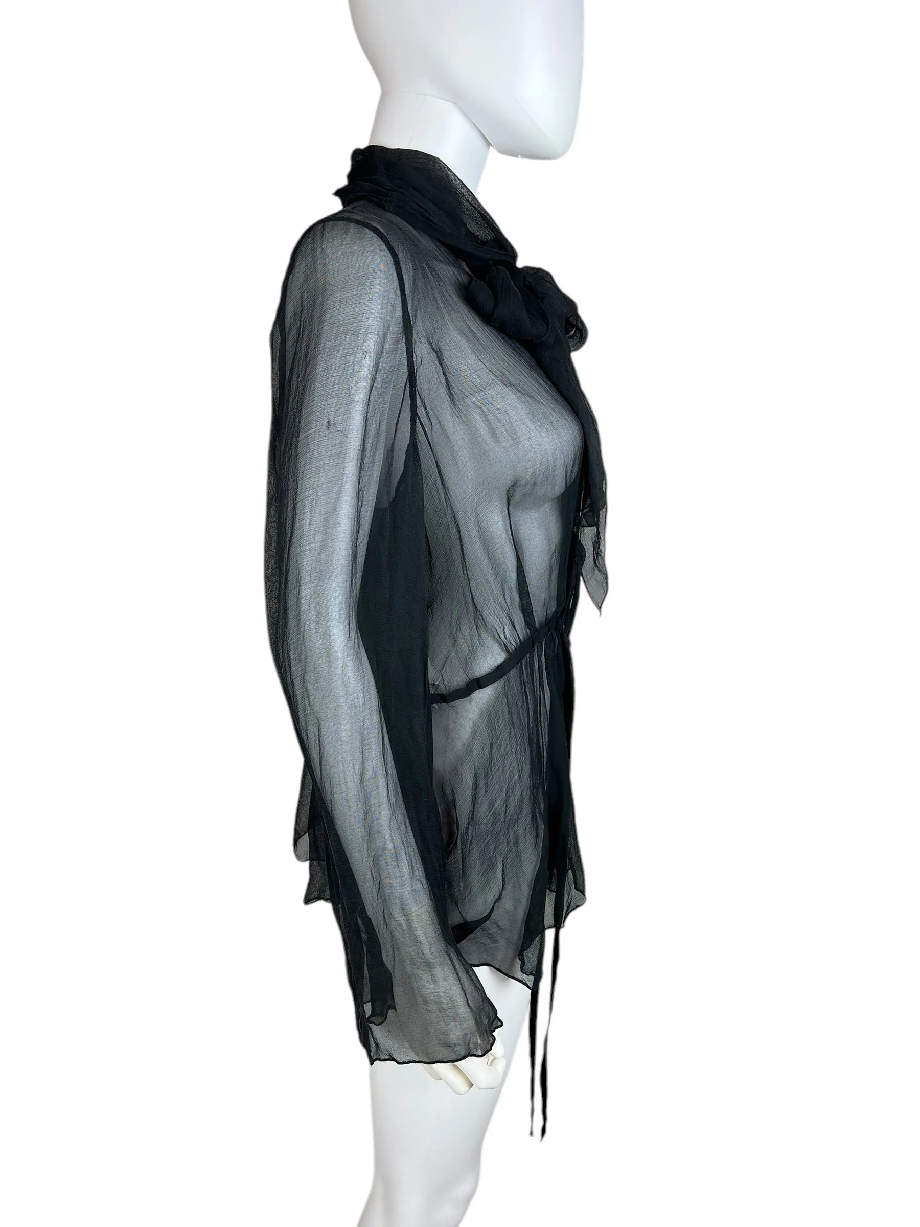 Emporio Armani 2009 sheer silk blouse with pussy bow