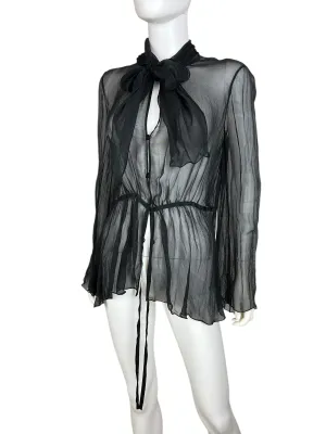 Emporio Armani 2009 sheer silk blouse with pussy bow