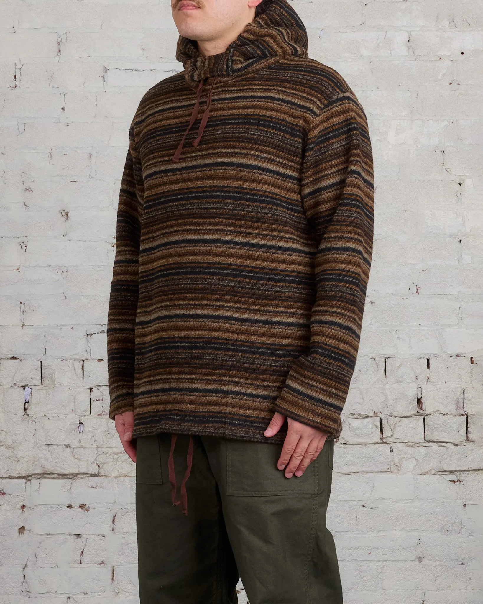 Engineered Garments Long Sleeve Hoody Fairisle Stripe Brown