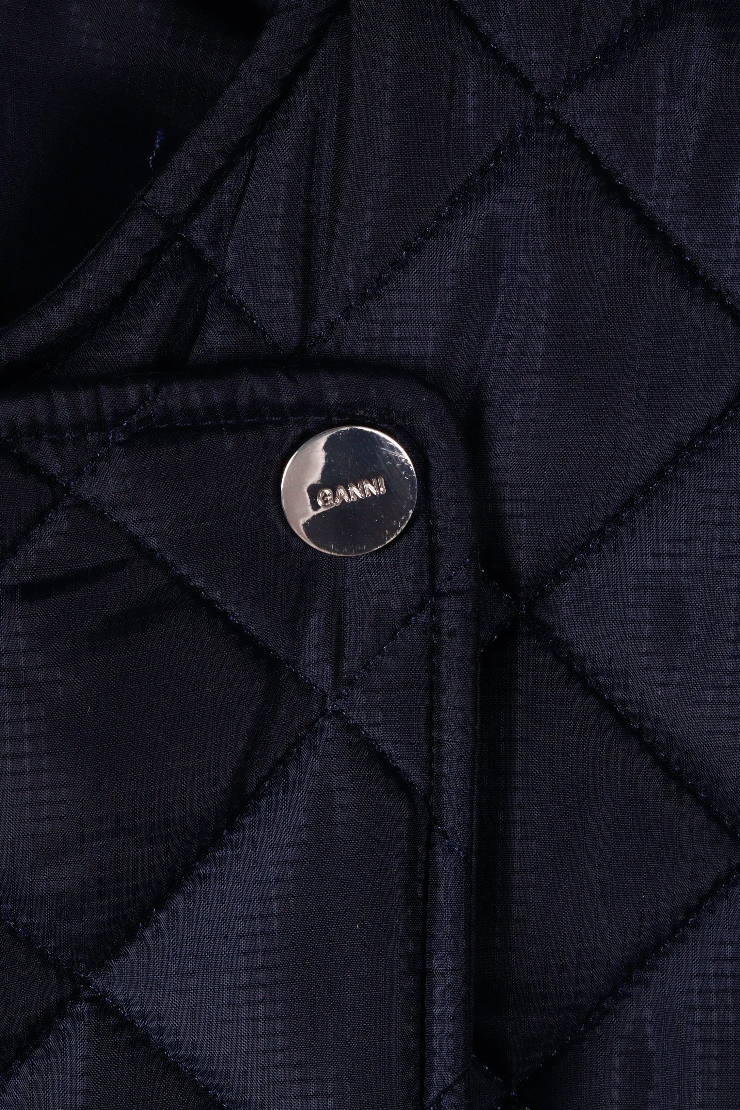 Ganni FW23 'Belted Quilted Recycled Ripstop' Vest Navy (2023)