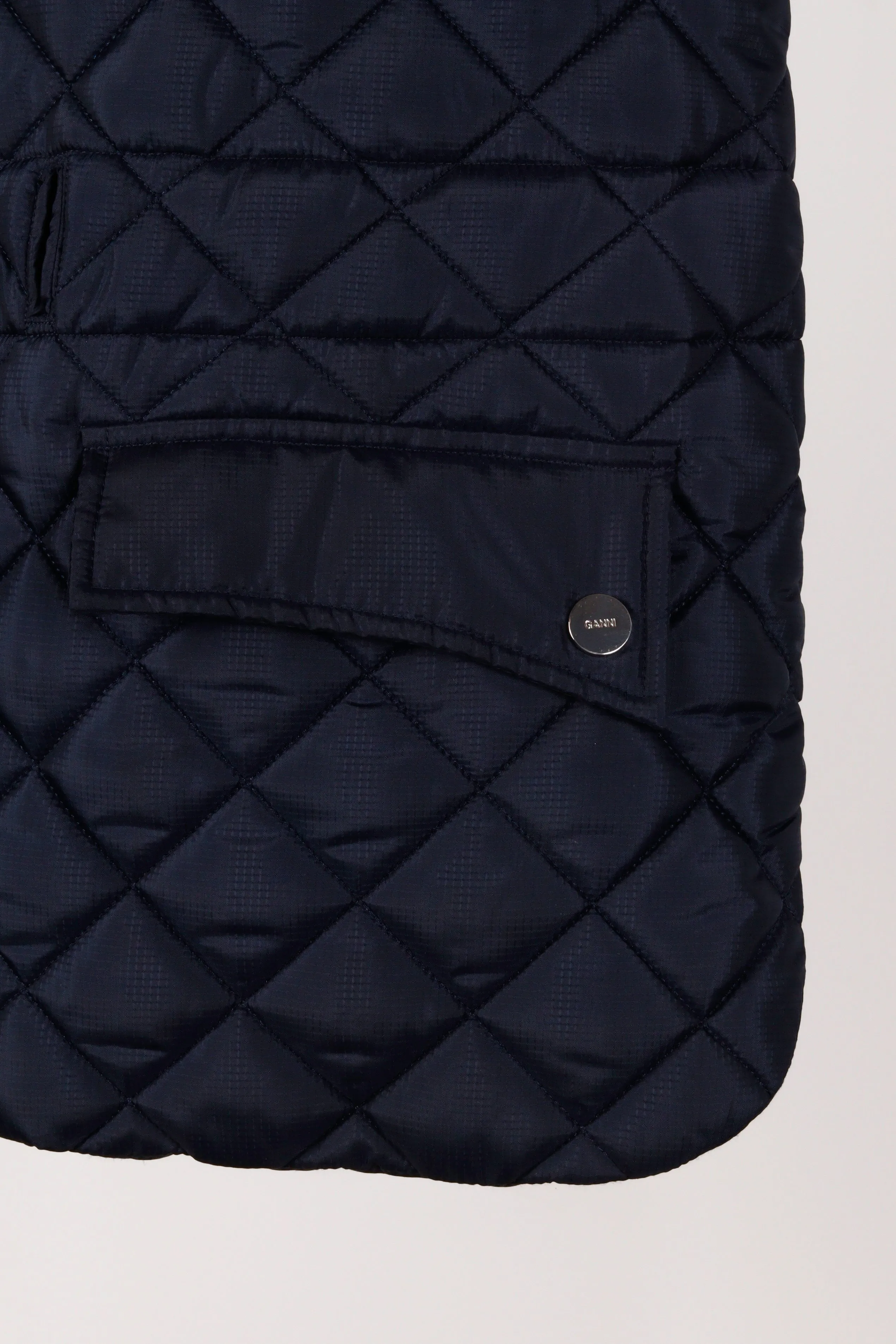 Ganni FW23 'Belted Quilted Recycled Ripstop' Vest Navy (2023)