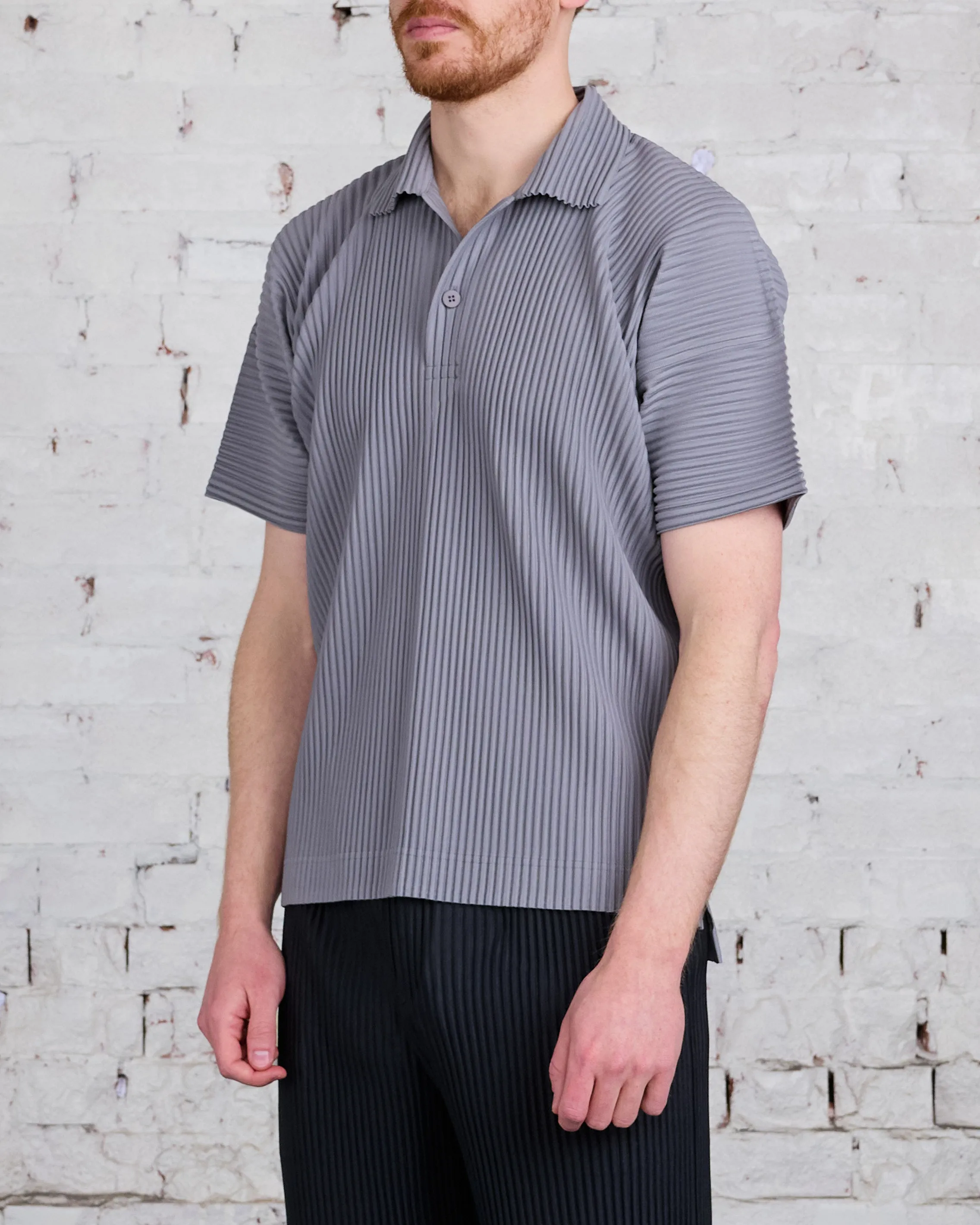 HOMME PLISS ISSEY MIYAKE Pleats May Polo Warm Gray