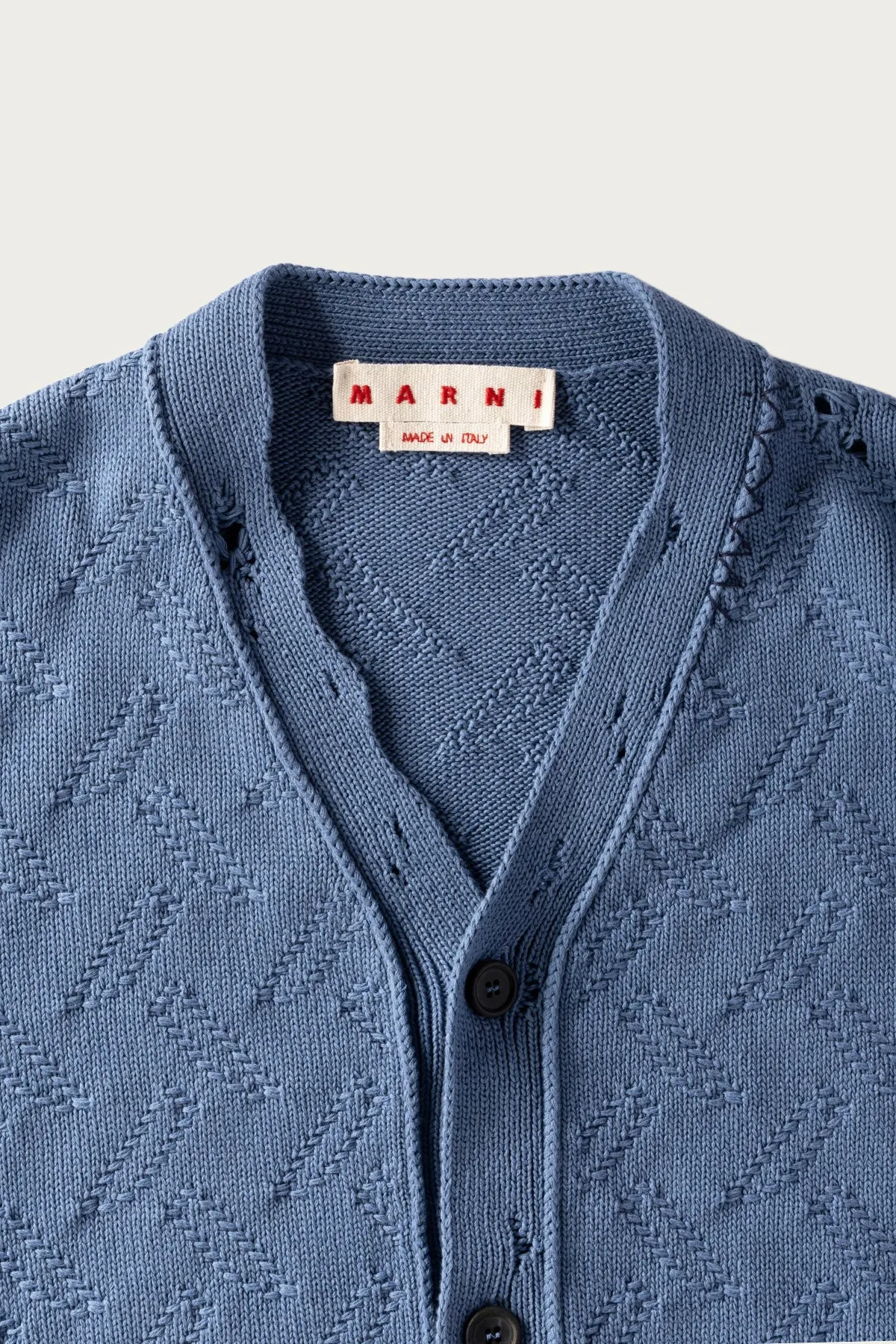Jacquard Dishevelled Cotton 5G Cardigan - Sapphire Blue