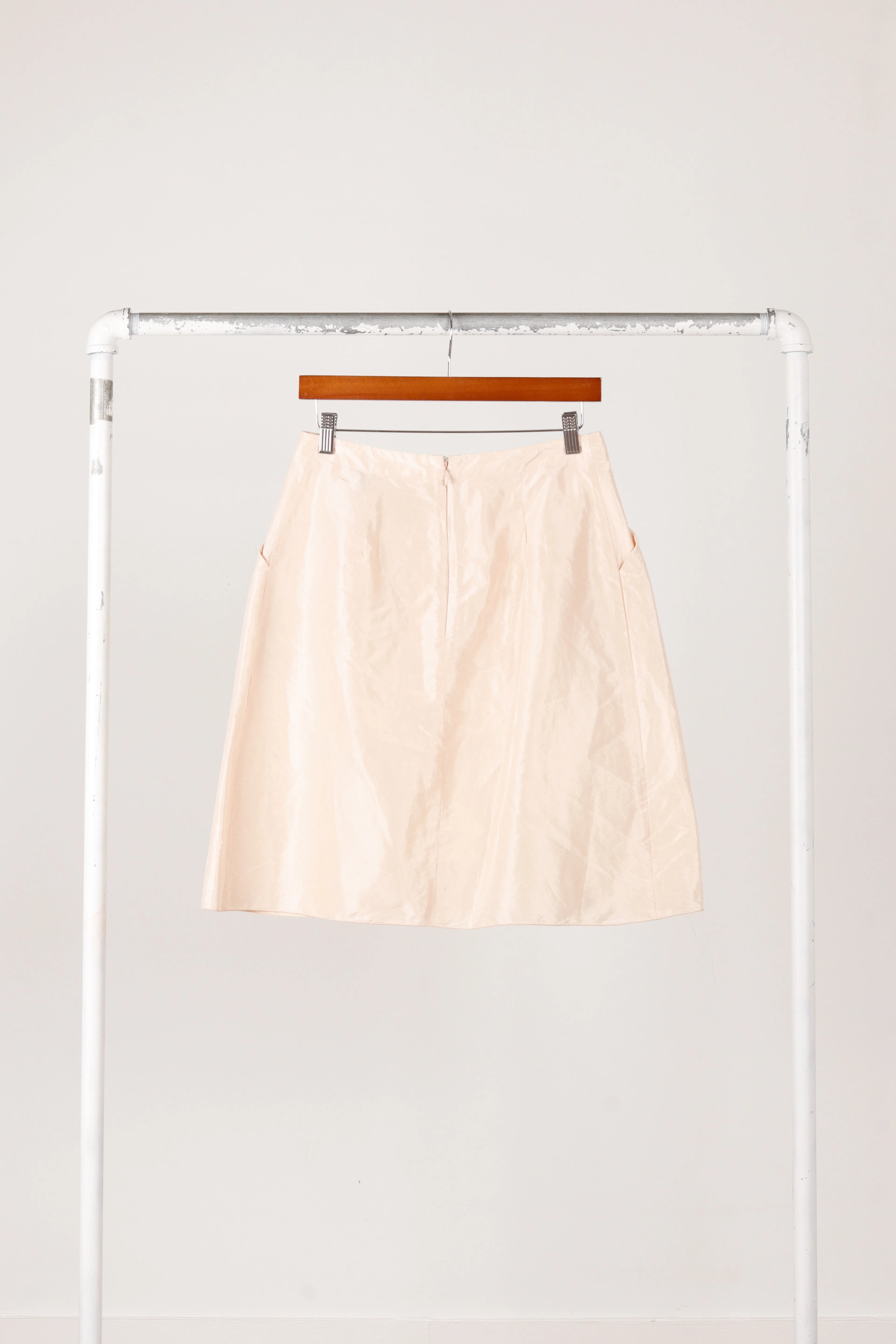 Jil Sander Navy 'Silk' Midi Skirt Pink