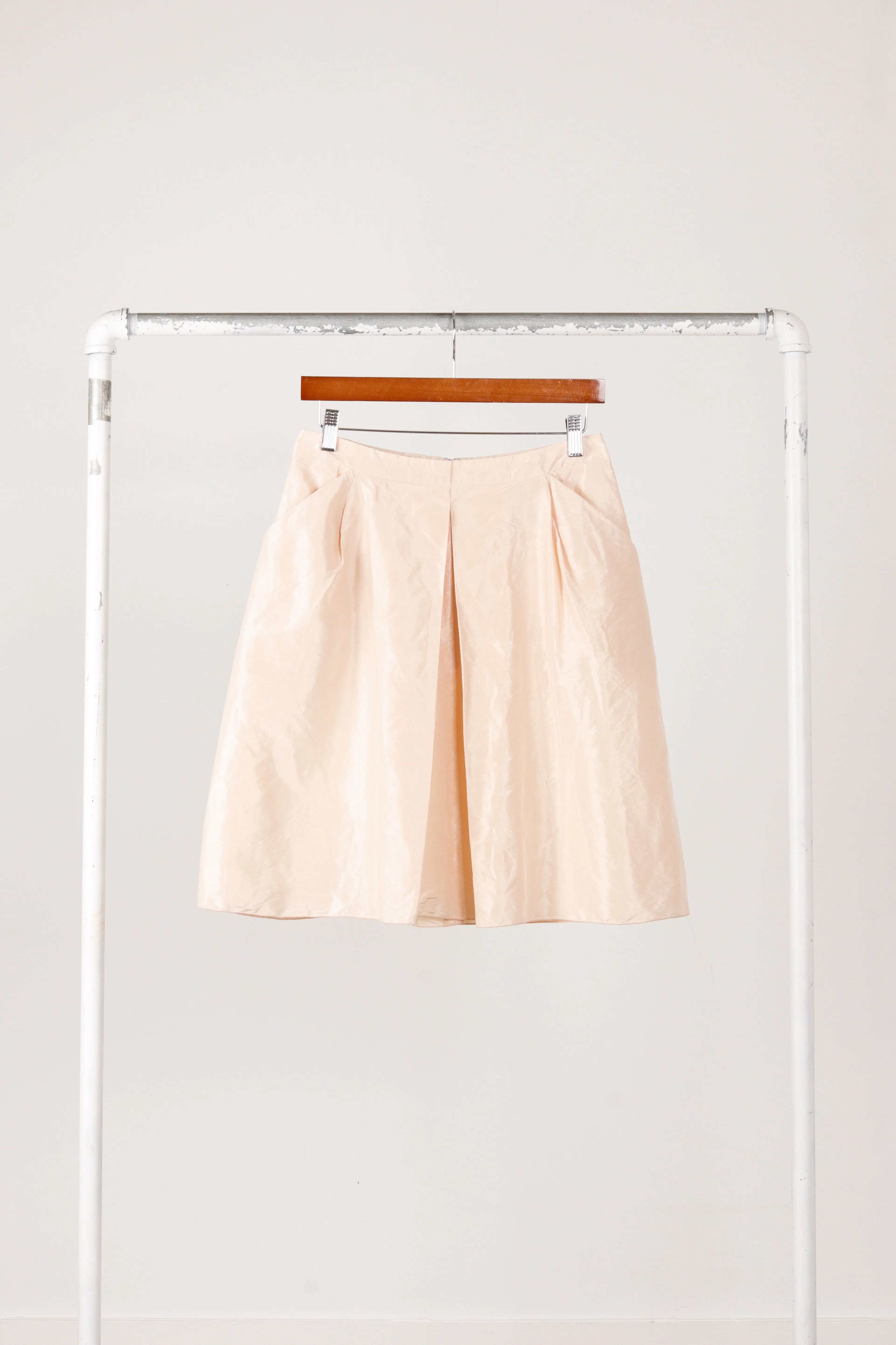 Jil Sander Navy 'Silk' Midi Skirt Pink