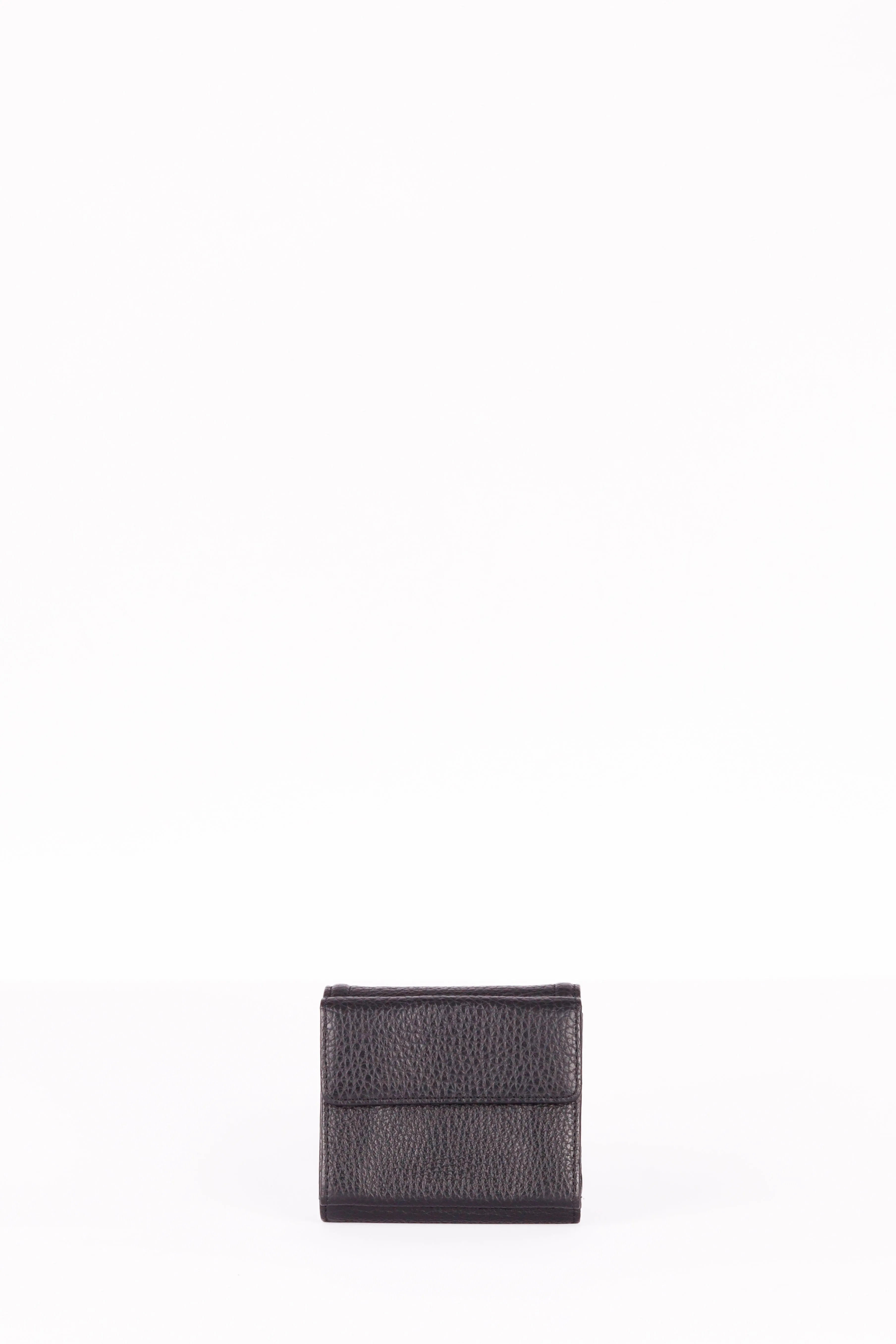 Lanvin Collection 'Pebbled Leather Snakeskin Patch' Trifold Wallet Black