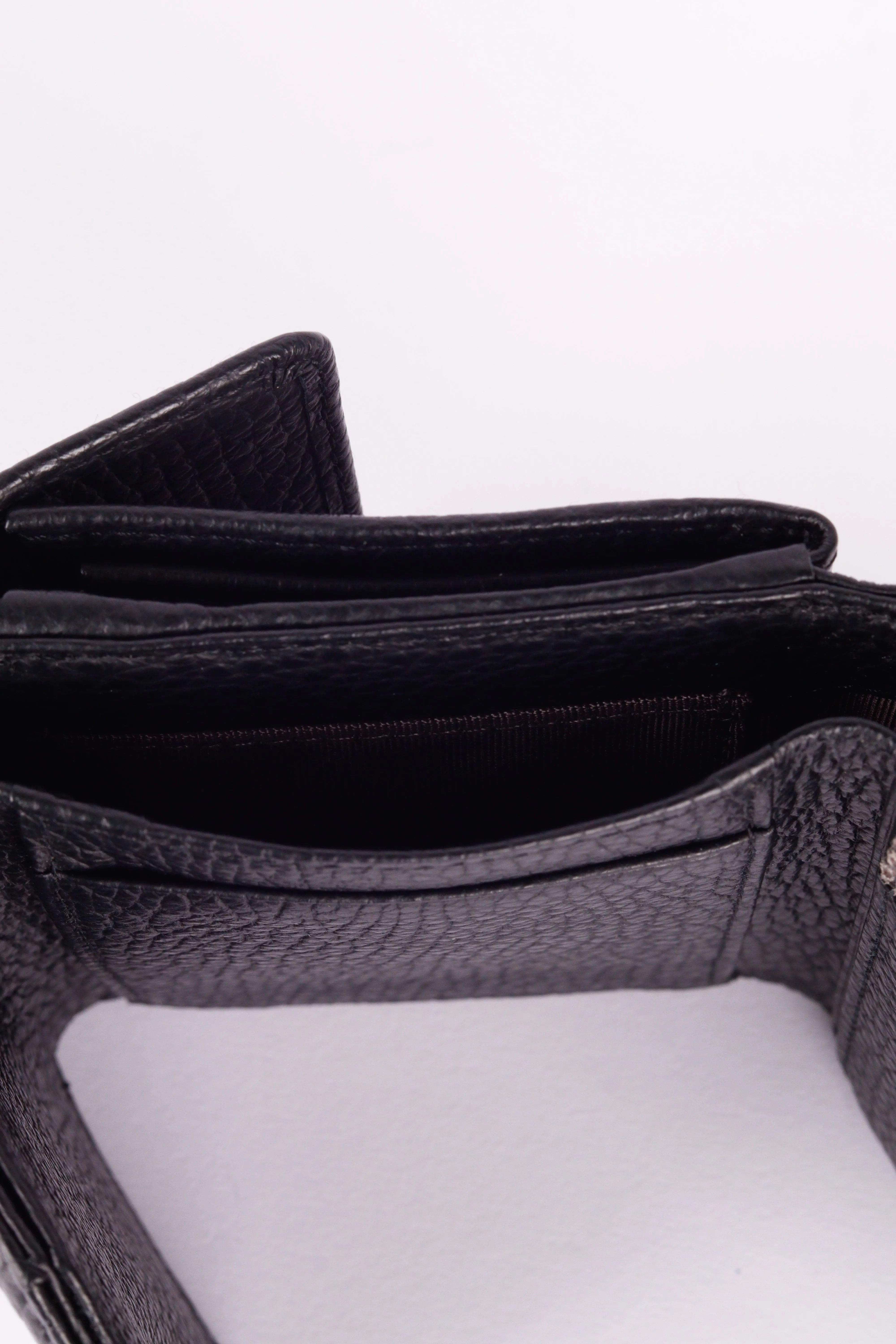 Lanvin Collection 'Pebbled Leather Snakeskin Patch' Trifold Wallet Black