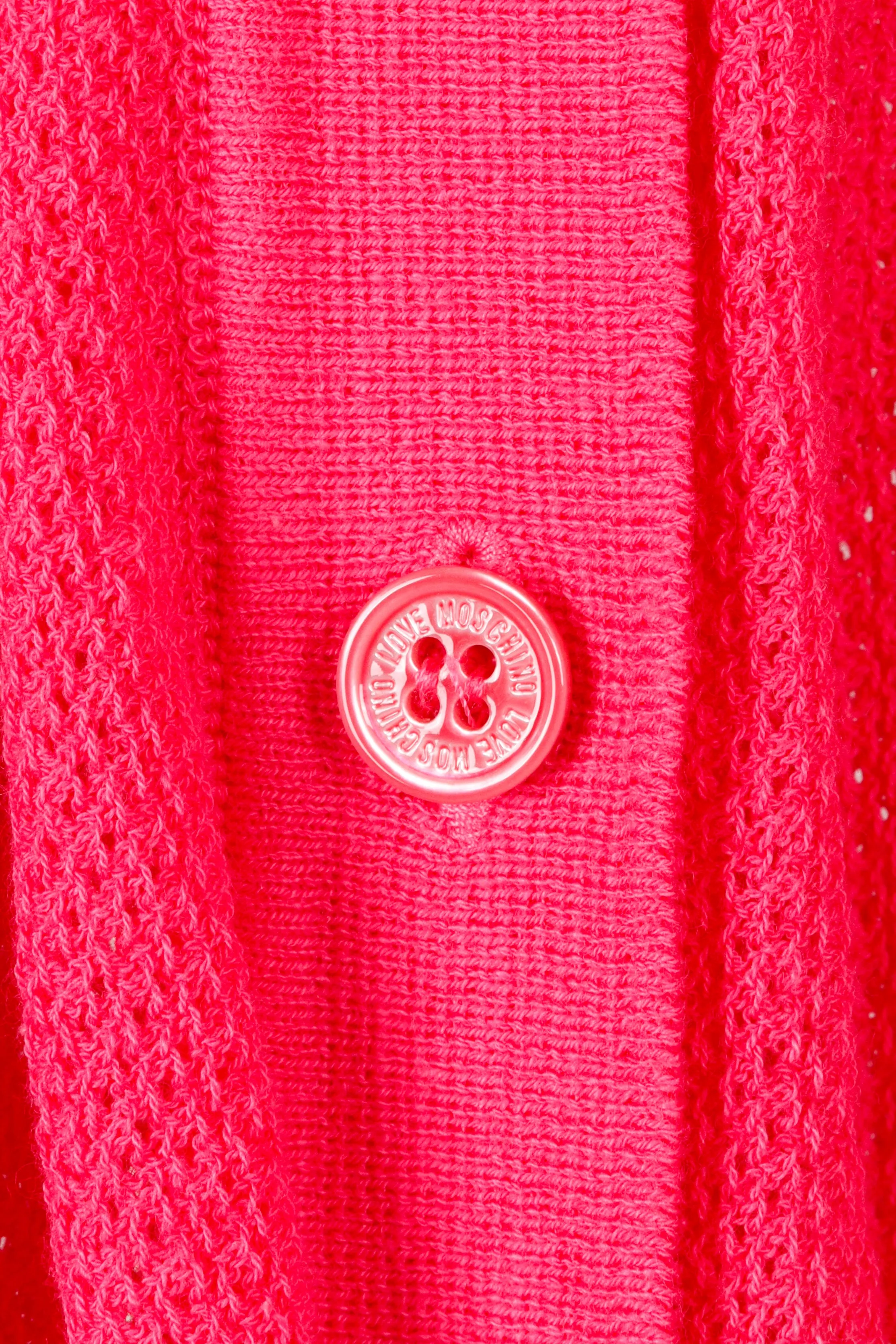Love Moschino Womens 'Pattern Knit Mesh' Cardigan Pink