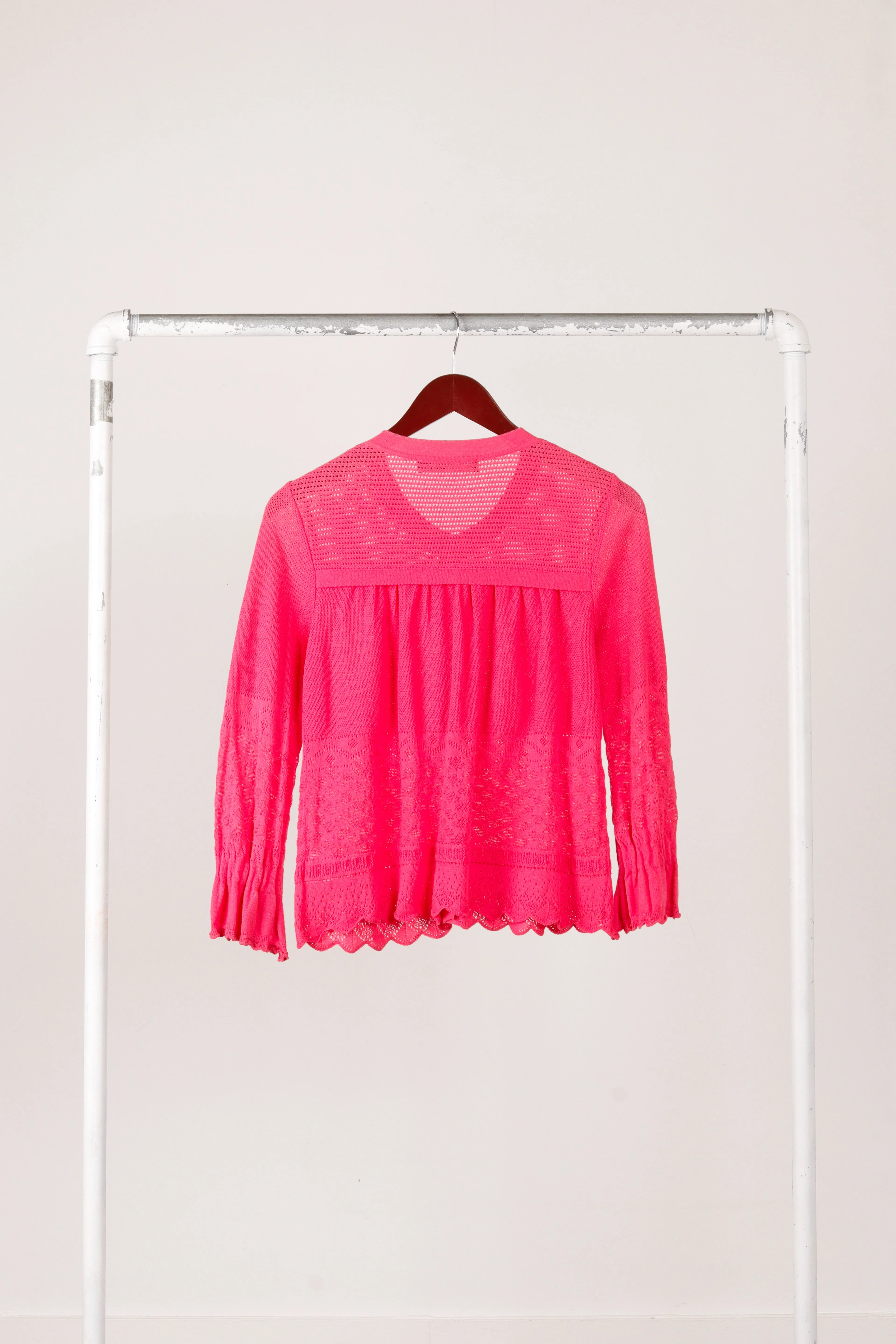 Love Moschino Womens 'Pattern Knit Mesh' Cardigan Pink