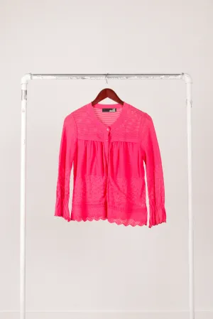 Love Moschino Womens 'Pattern Knit Mesh' Cardigan Pink