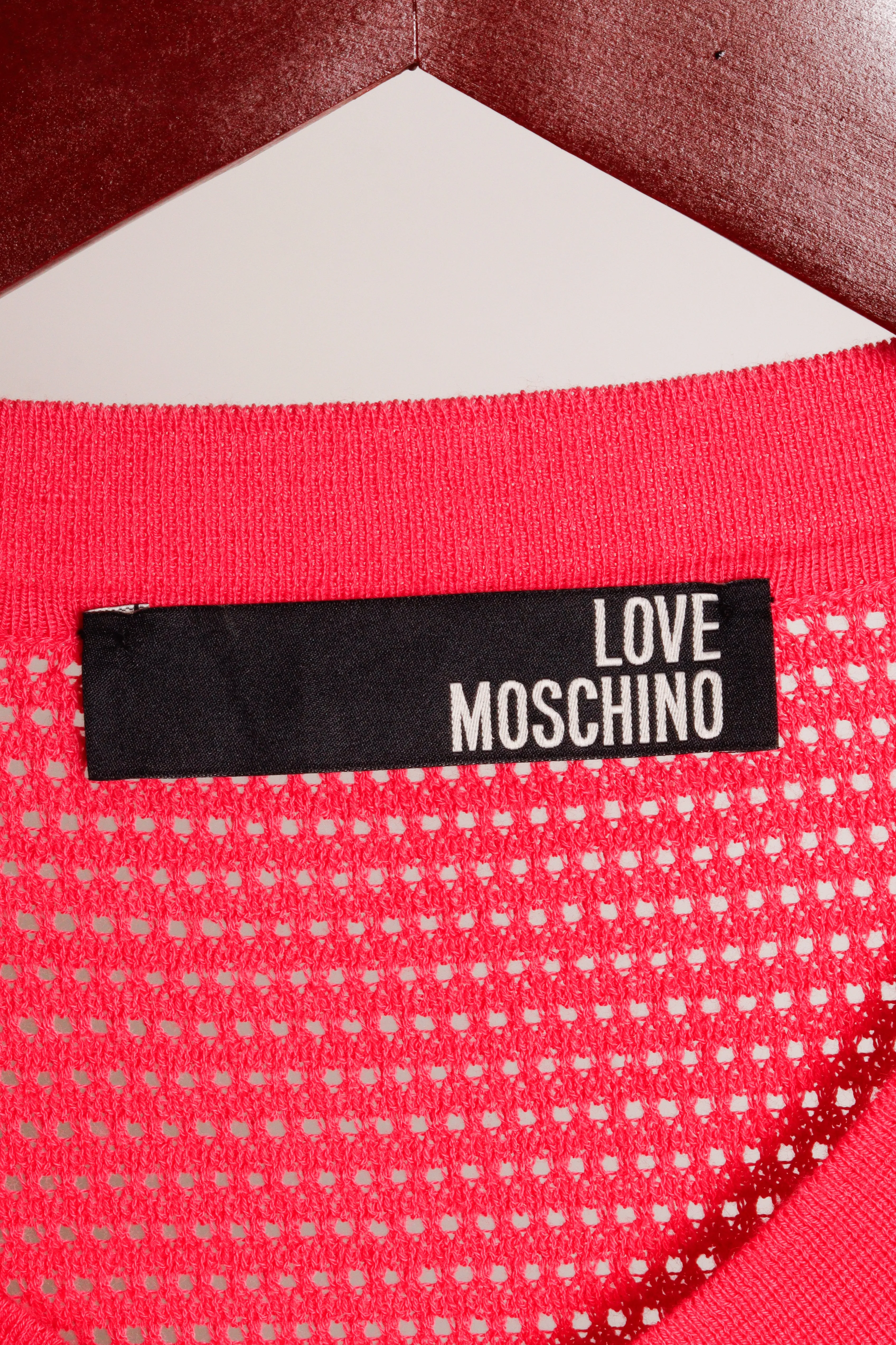 Love Moschino Womens 'Pattern Knit Mesh' Cardigan Pink