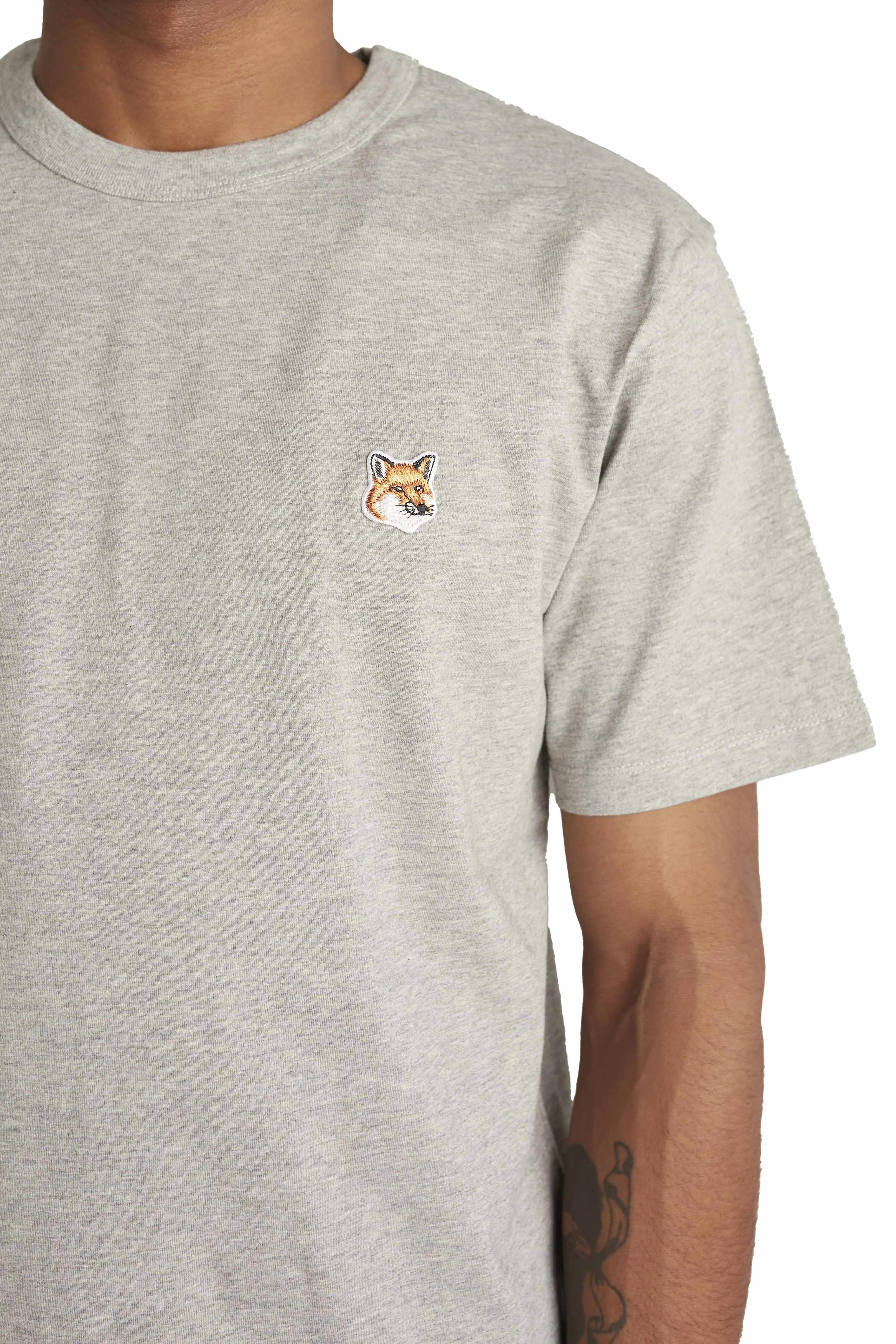 Maison Kitsune Mens Fox Head Patch Classic Tee 'Grey'