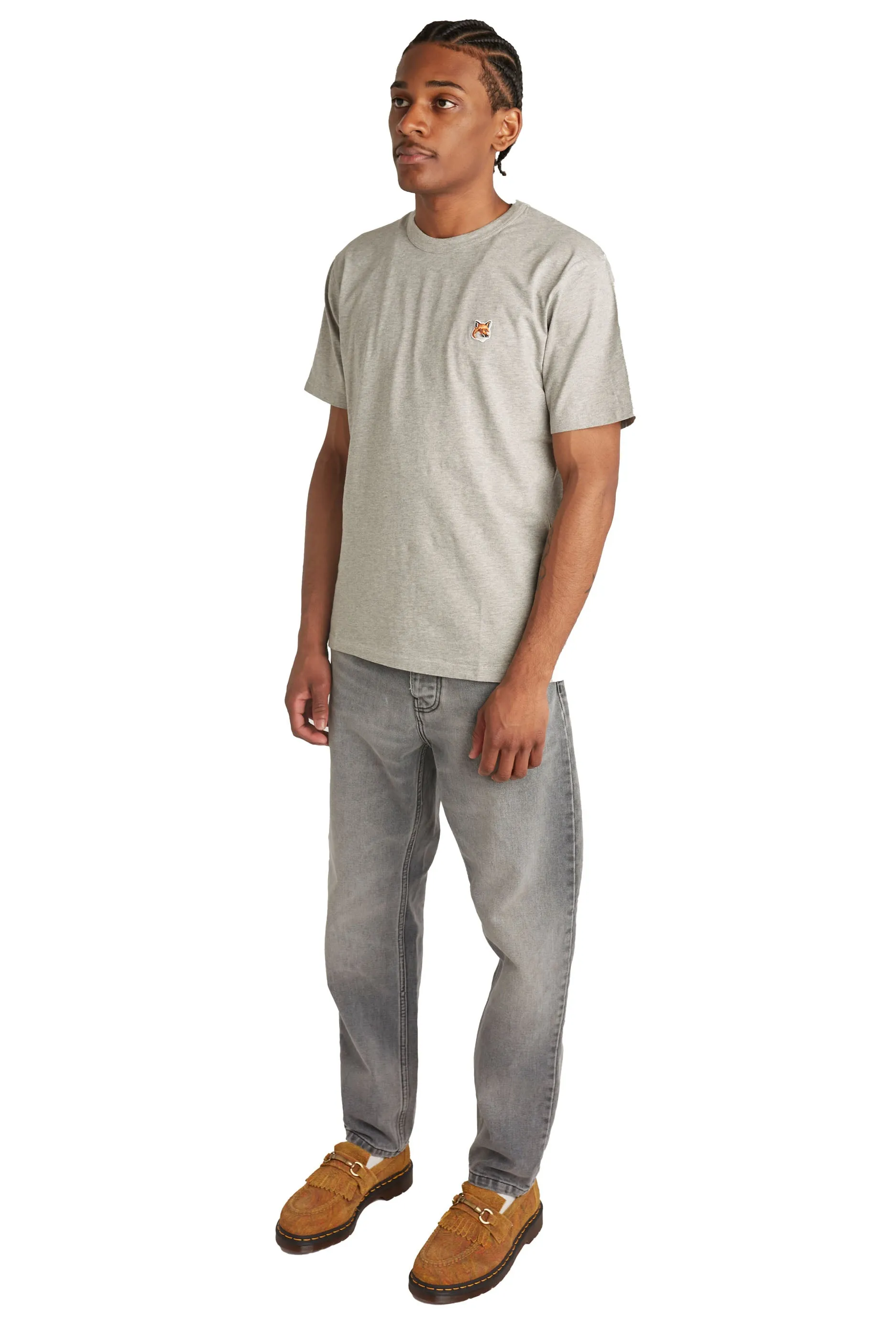 Maison Kitsune Mens Fox Head Patch Classic Tee 'Grey'