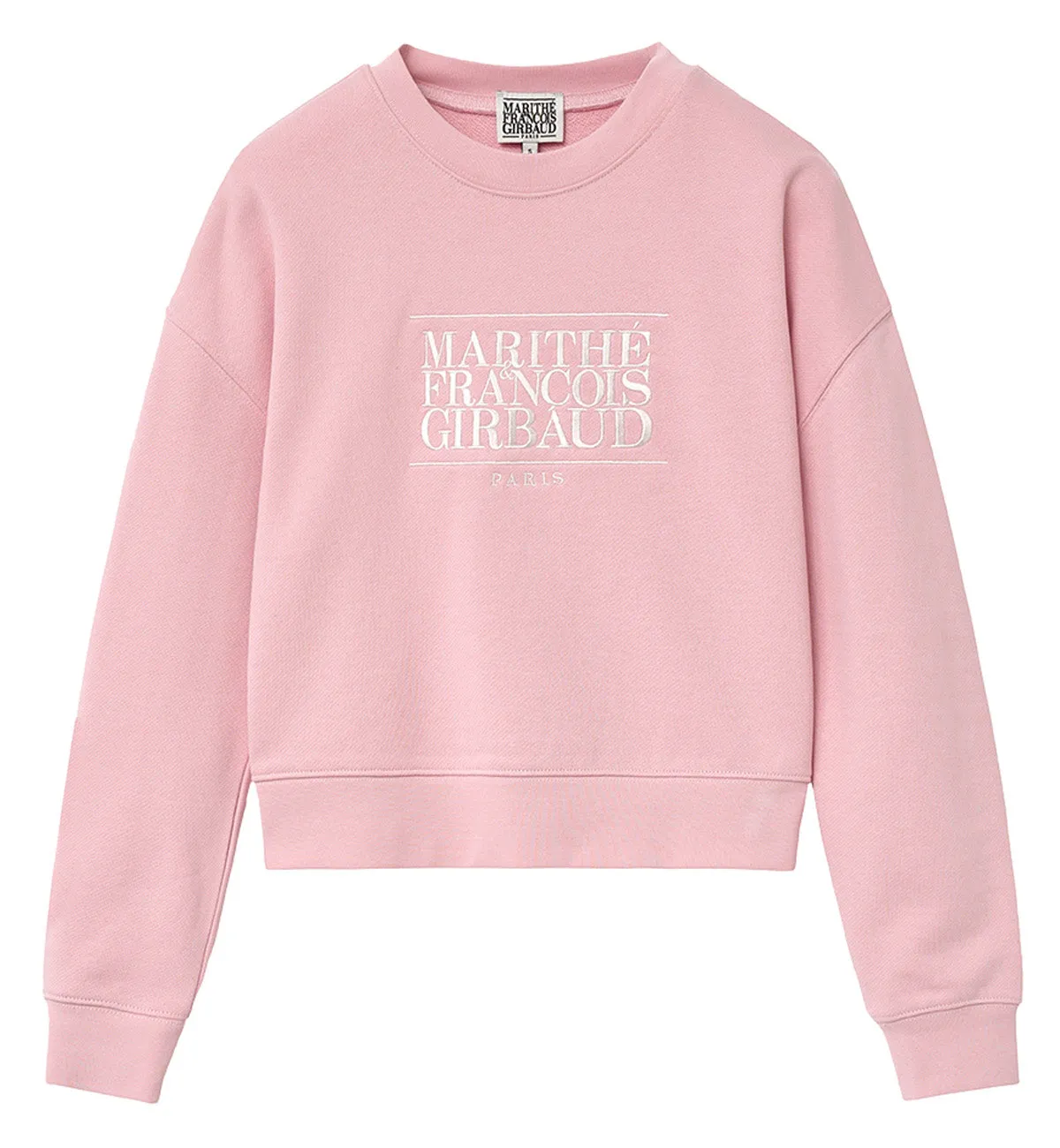 Marithe W Classic Logo Crop Sweatshirt (Baby Pink)